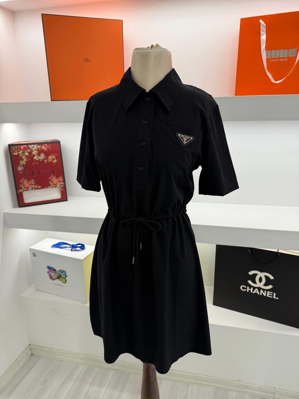 Premium Siyah Bel Büzgü Elbise