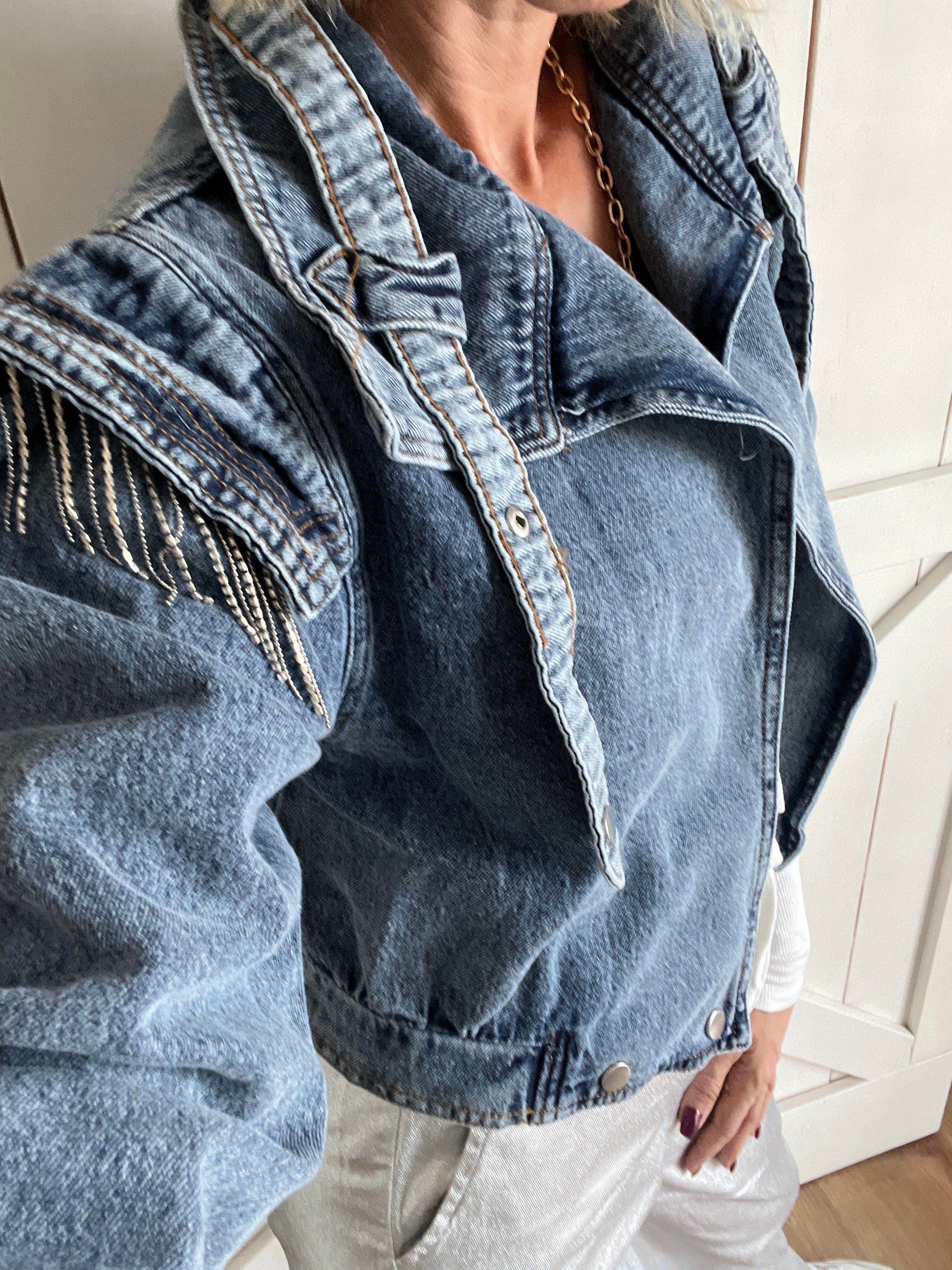 Premıum Taşlı Tasarım Kot Ceket