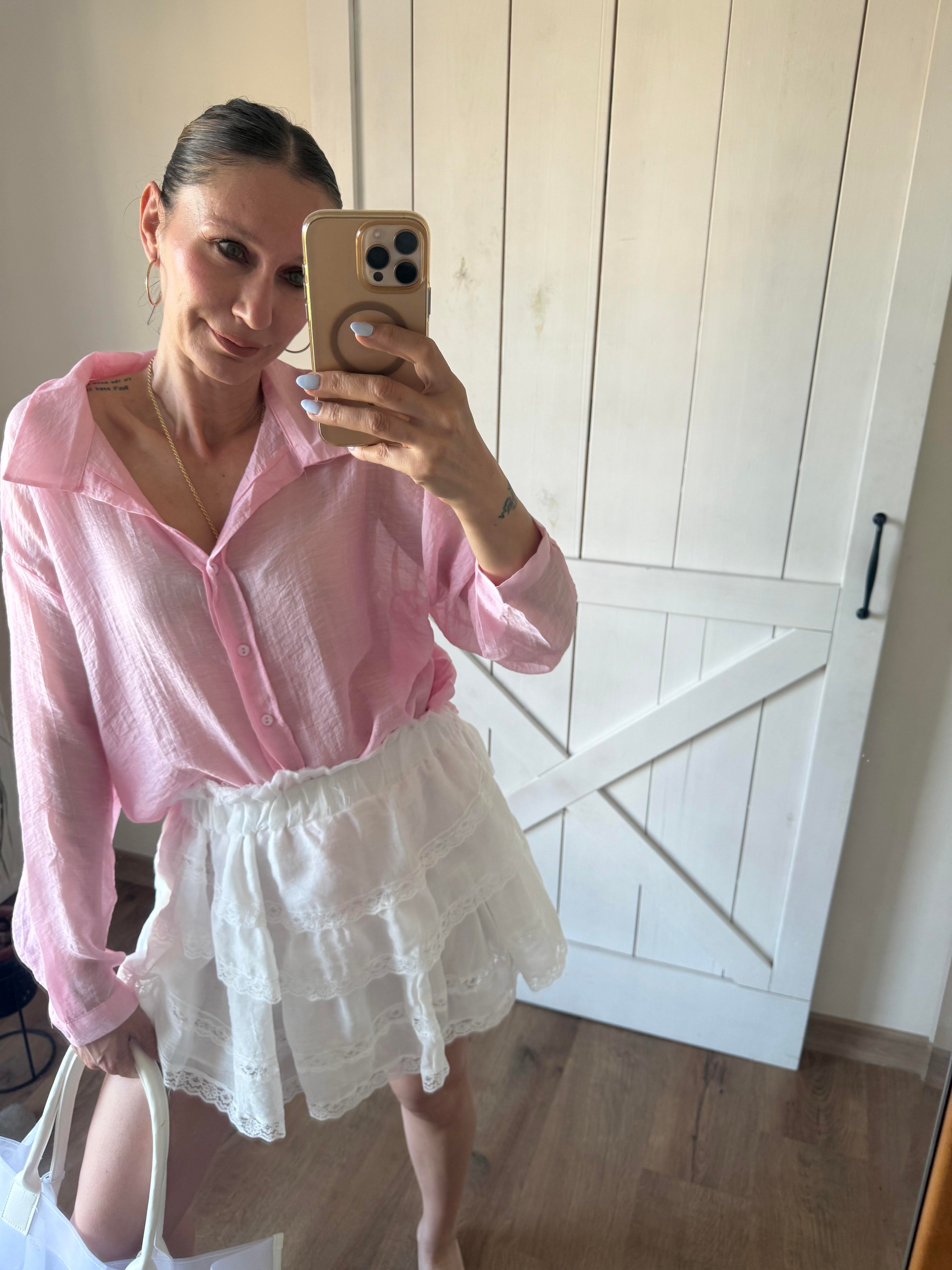 Premium Tensel Pembe Gömlek