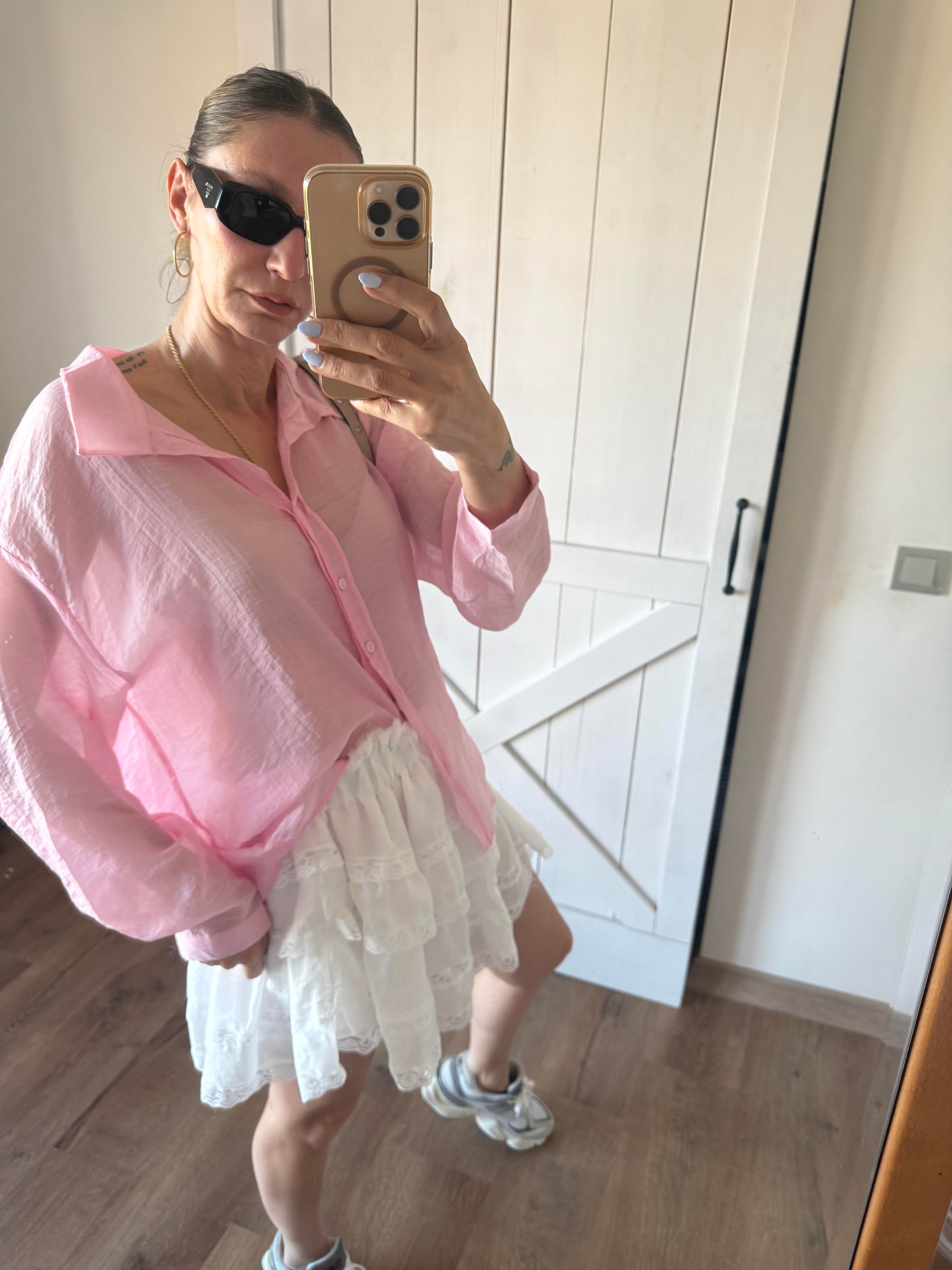 Premium Tensel Pembe Gömlek