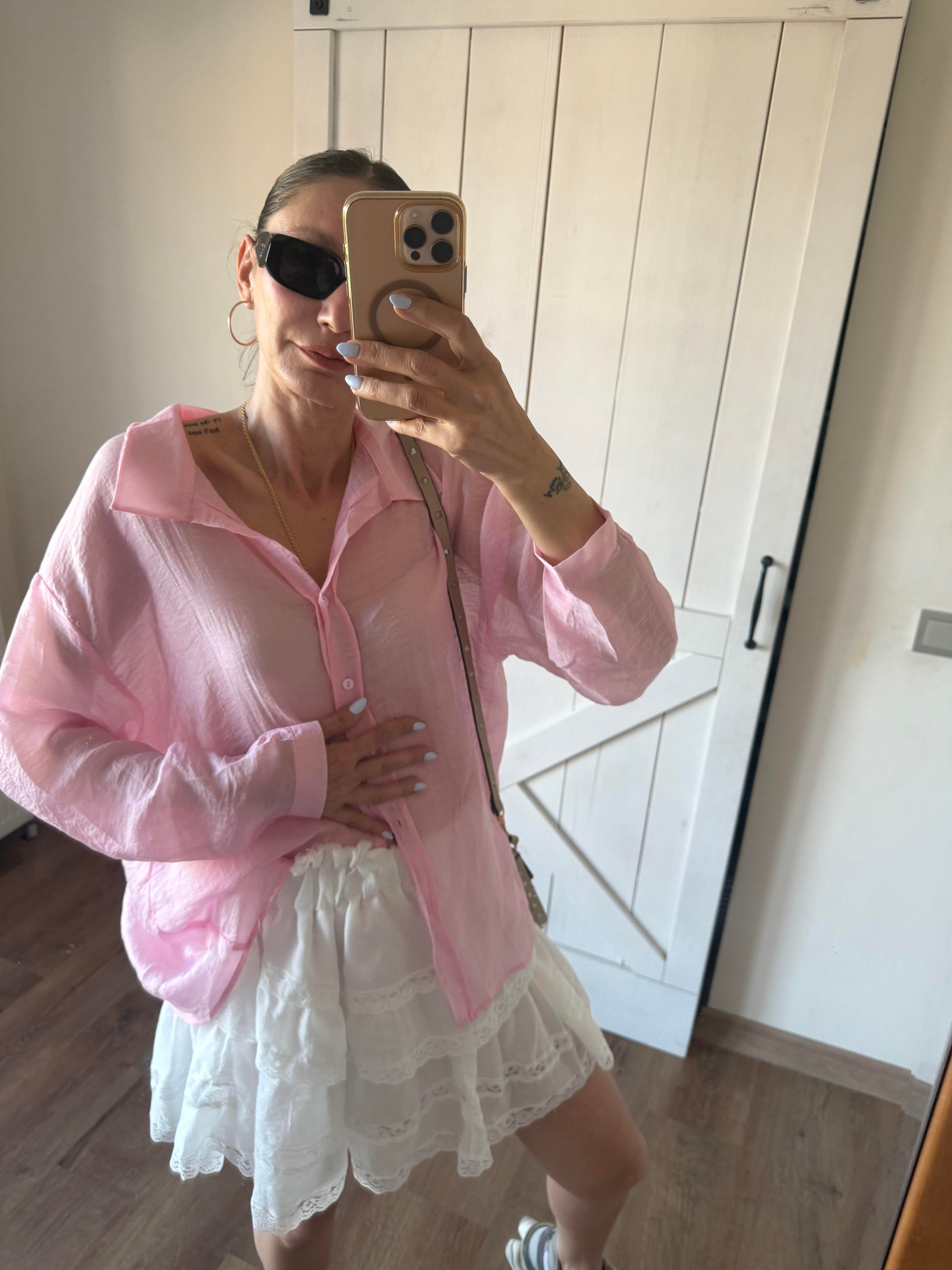 Premium Tensel Pembe Gömlek