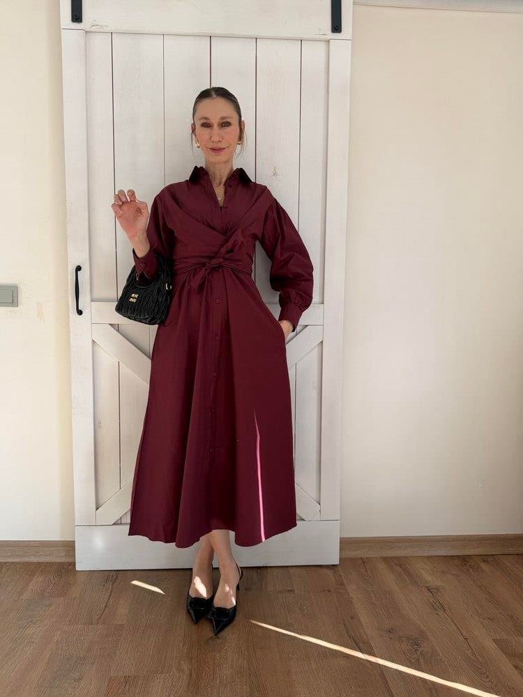 Prenses Bordo Elbise