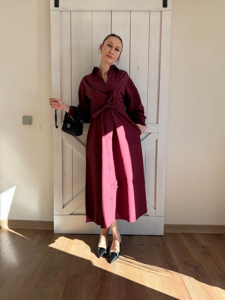 Prenses Bordo Elbise