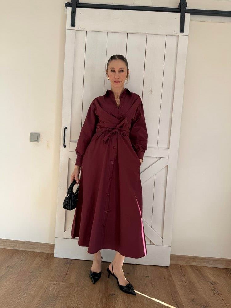 Prenses Bordo Elbise