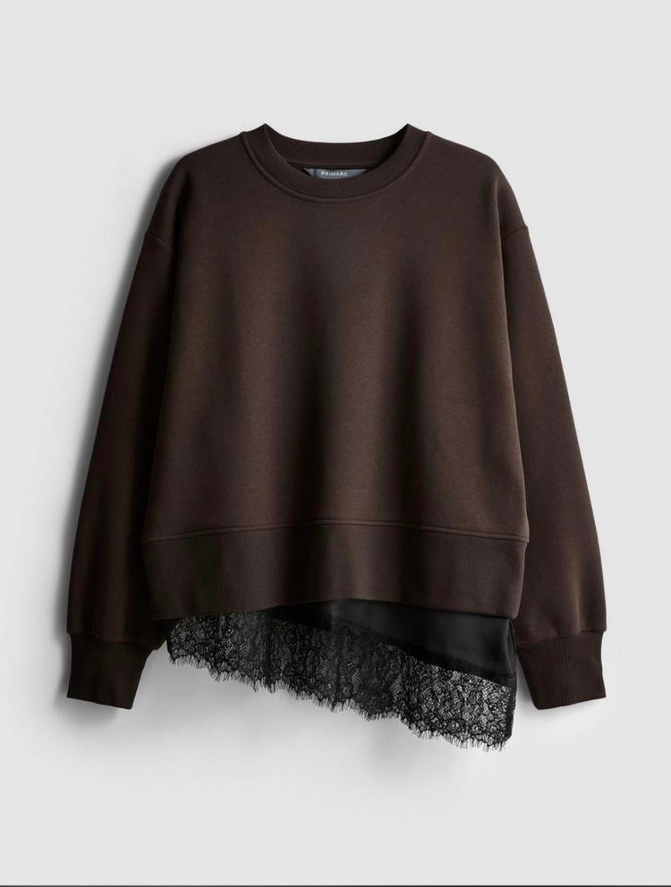Prımark Ucu Dantel Kahve Sweat