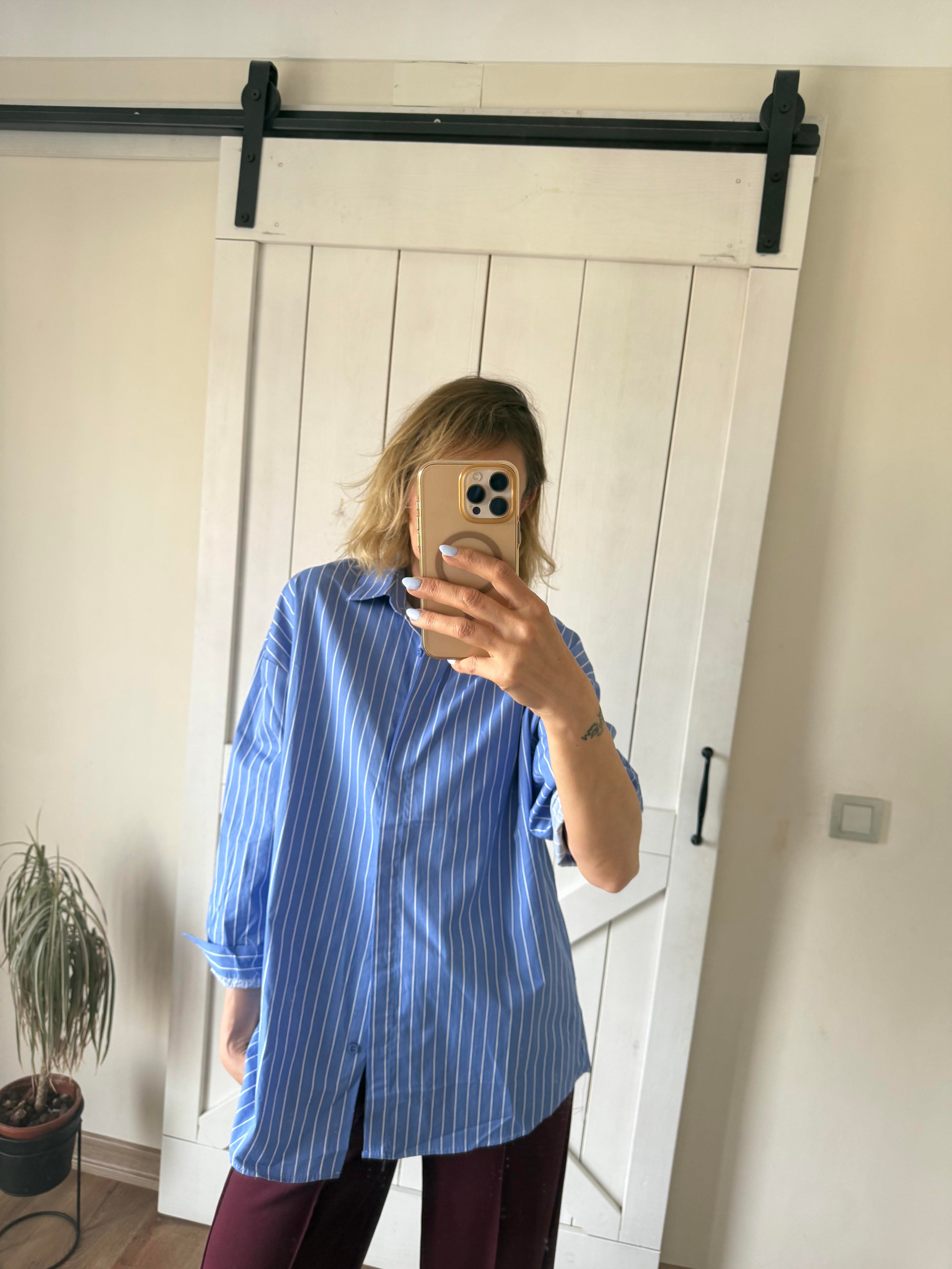 Rahat Kesim Mavi Poplin Gömlek