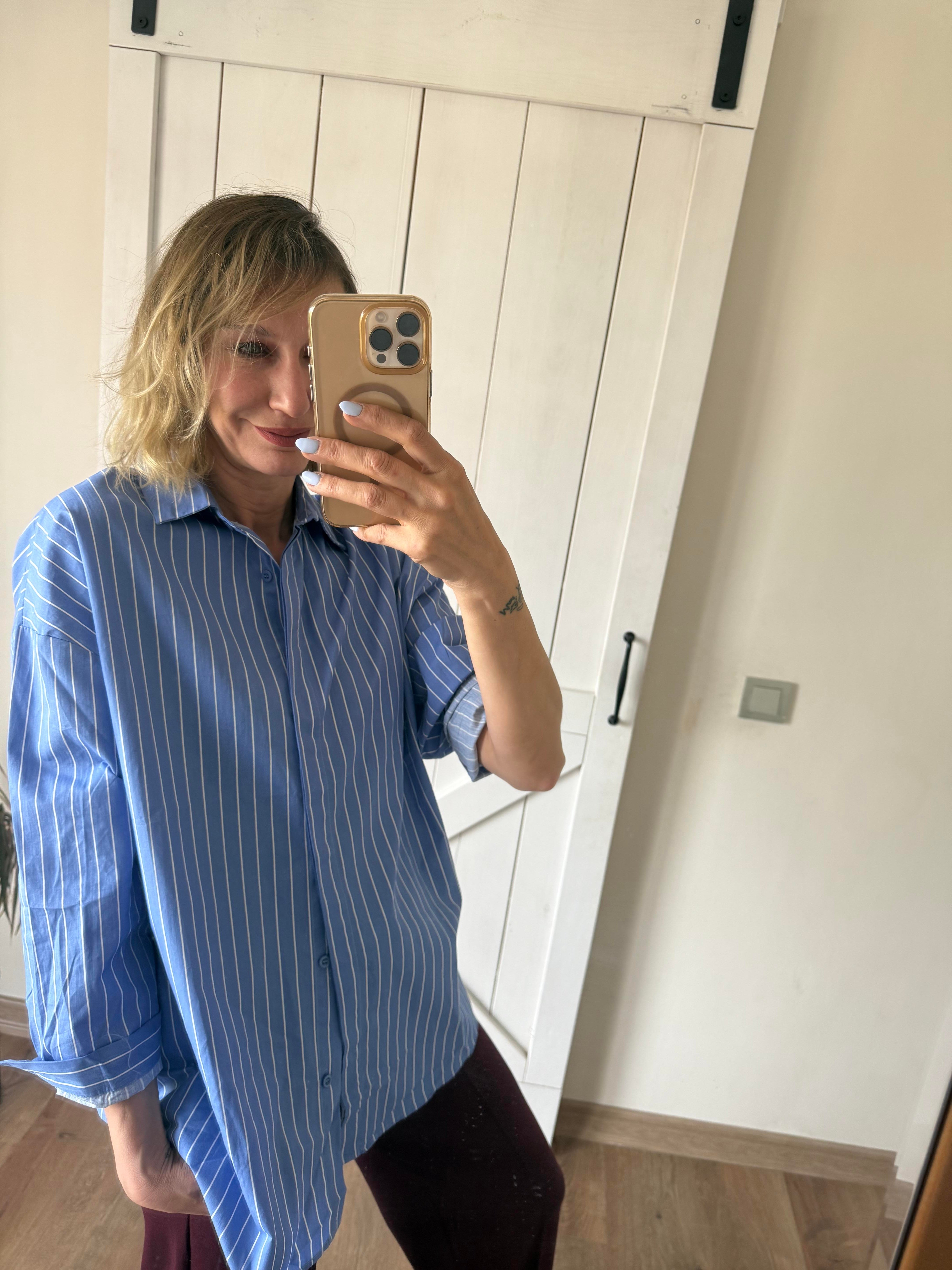 Rahat Kesim Mavi Poplin Gömlek