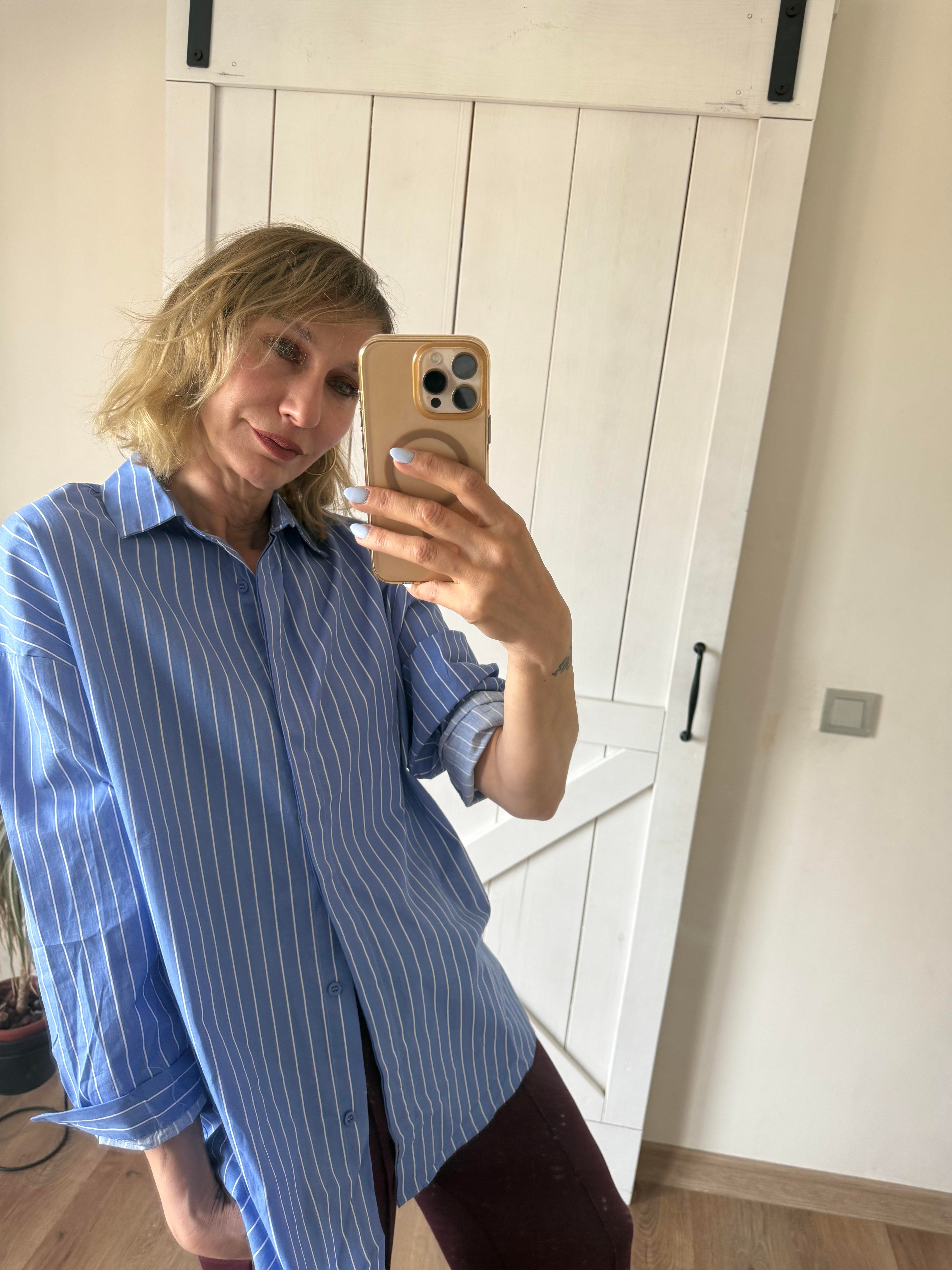 Rahat Kesim Mavi Poplin Gömlek