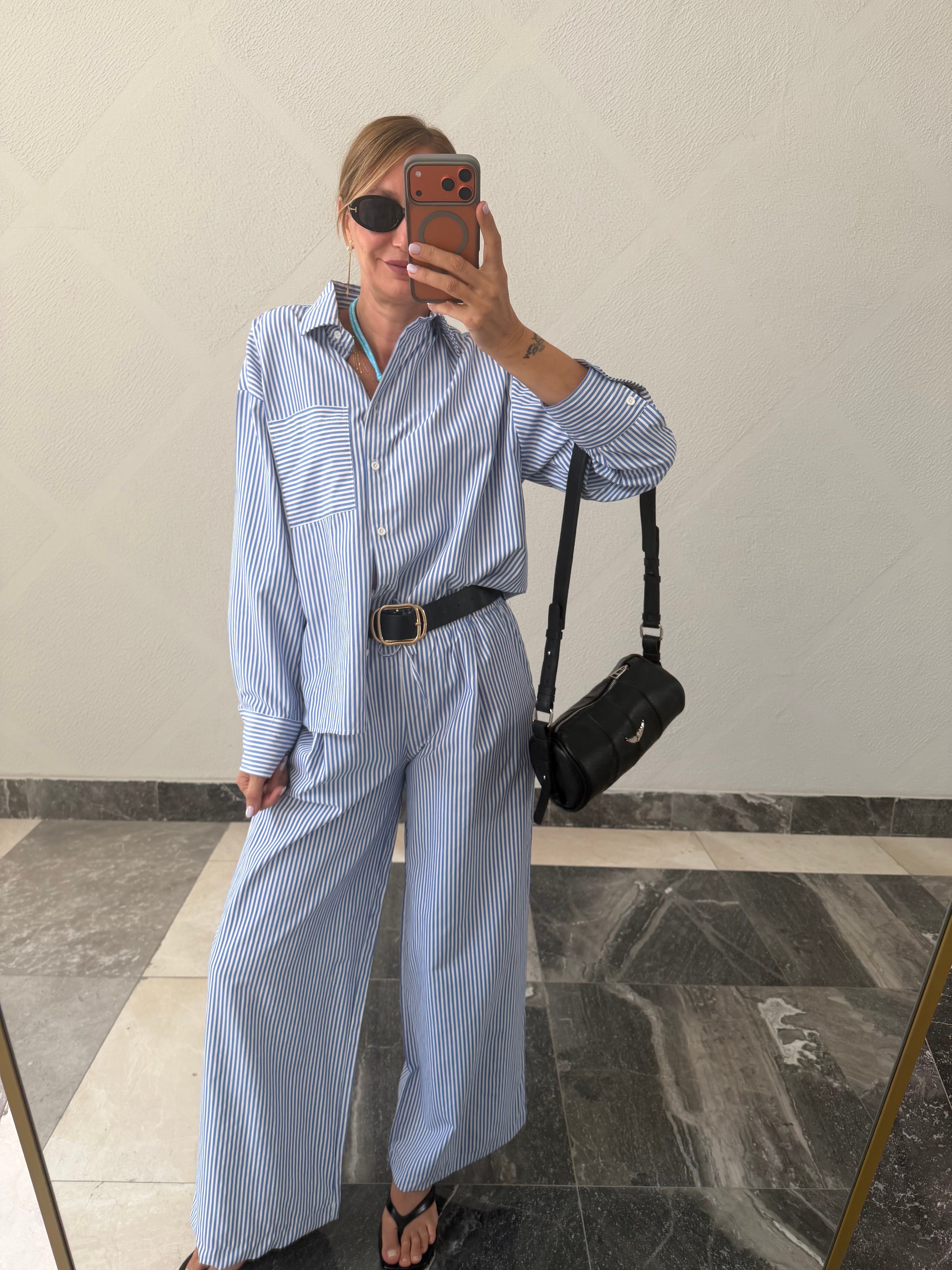 Rosalie Mavi Çizgili Takım