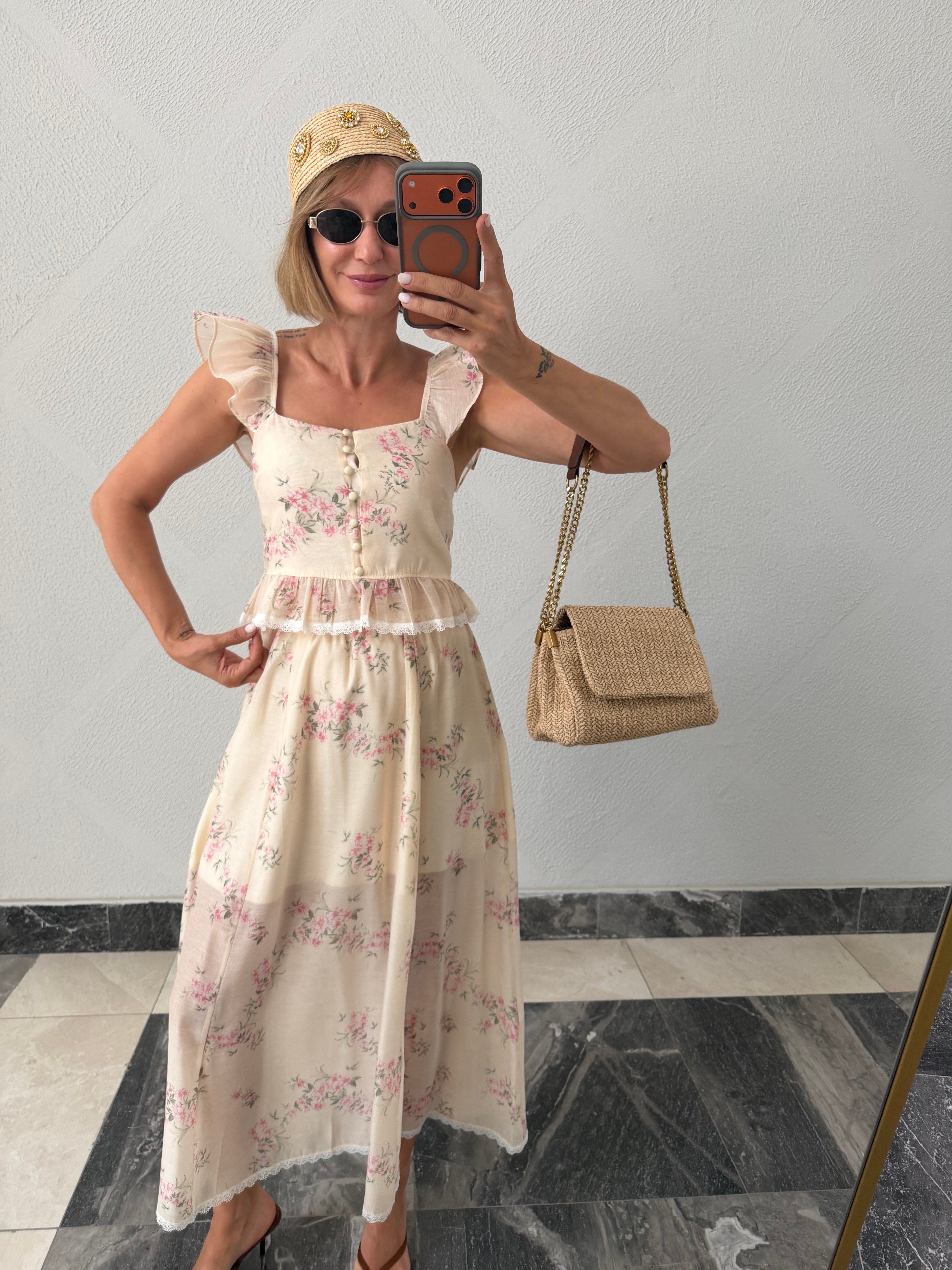 Rosalie Sarı Bluz Etek Takım