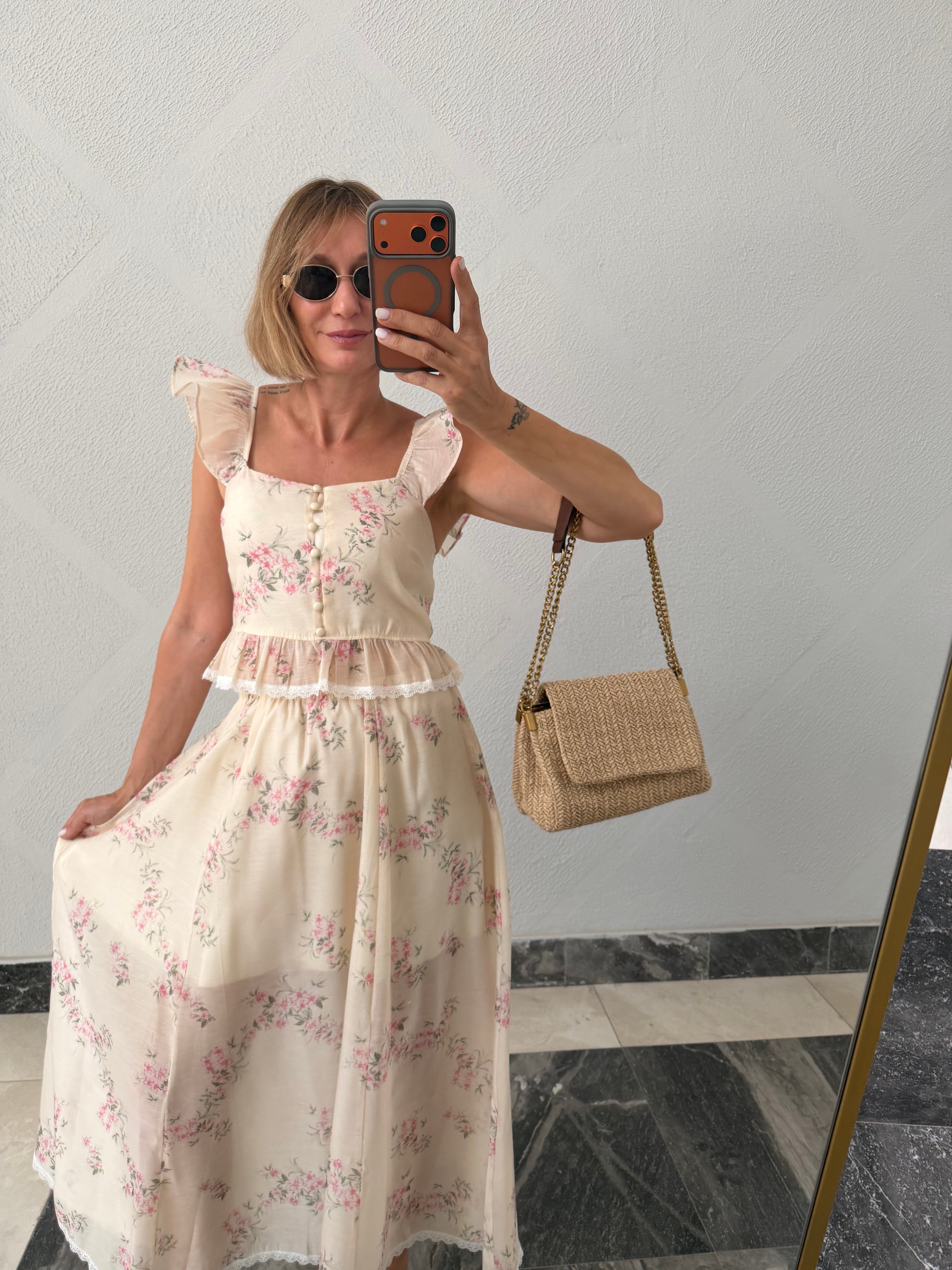 Rosalie Sarı Bluz Etek Takım
