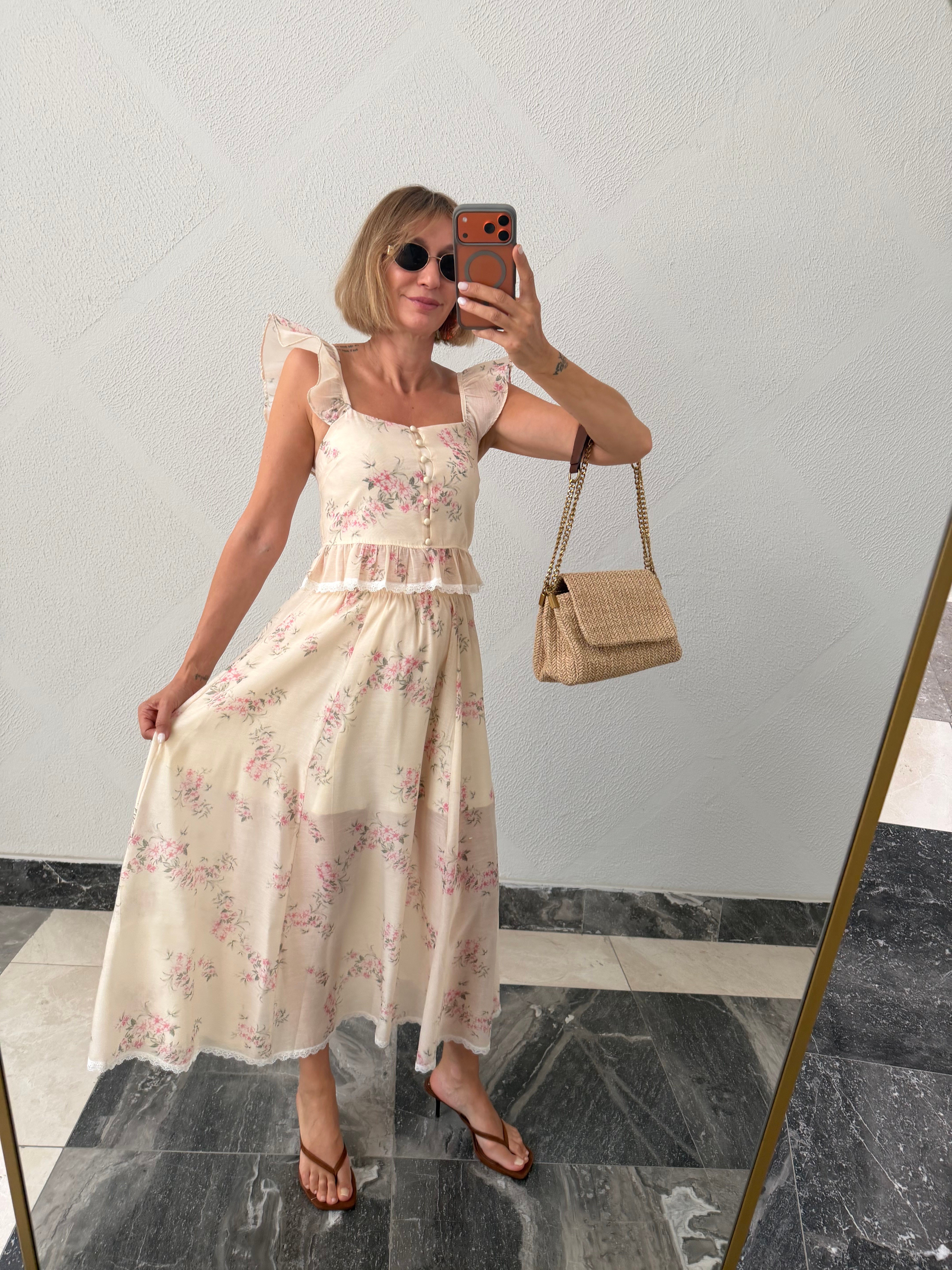 Rosalie Sarı Bluz Etek Takım