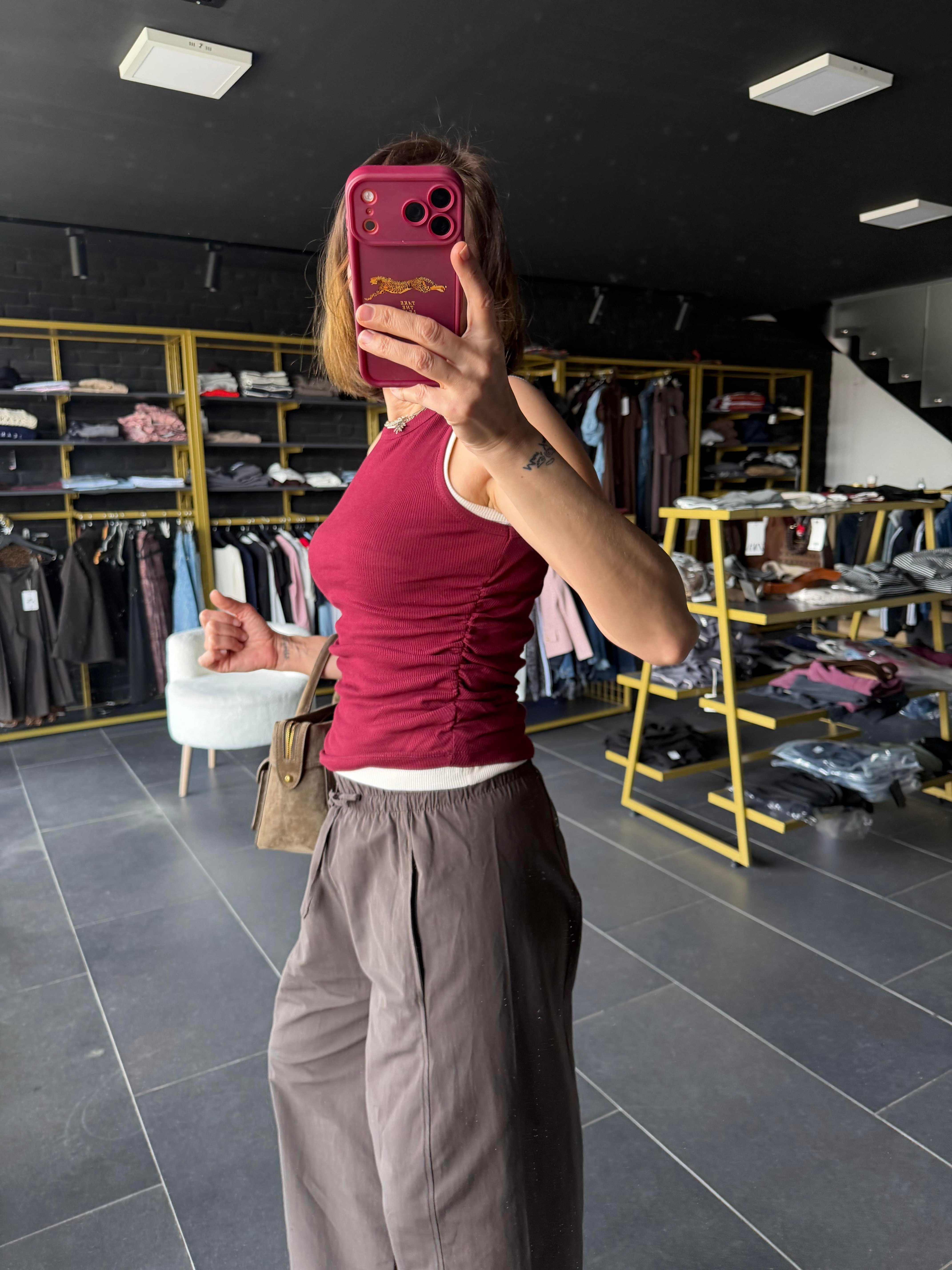 Rustik Çift Etkili Bordo Atlet