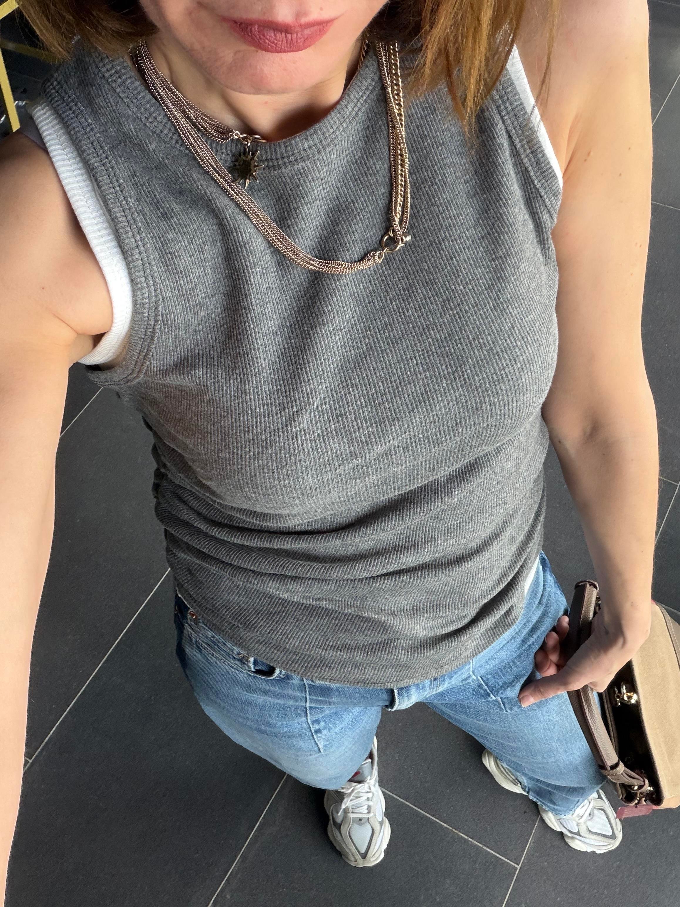 Rustik Çift Etkili Gri Atlet