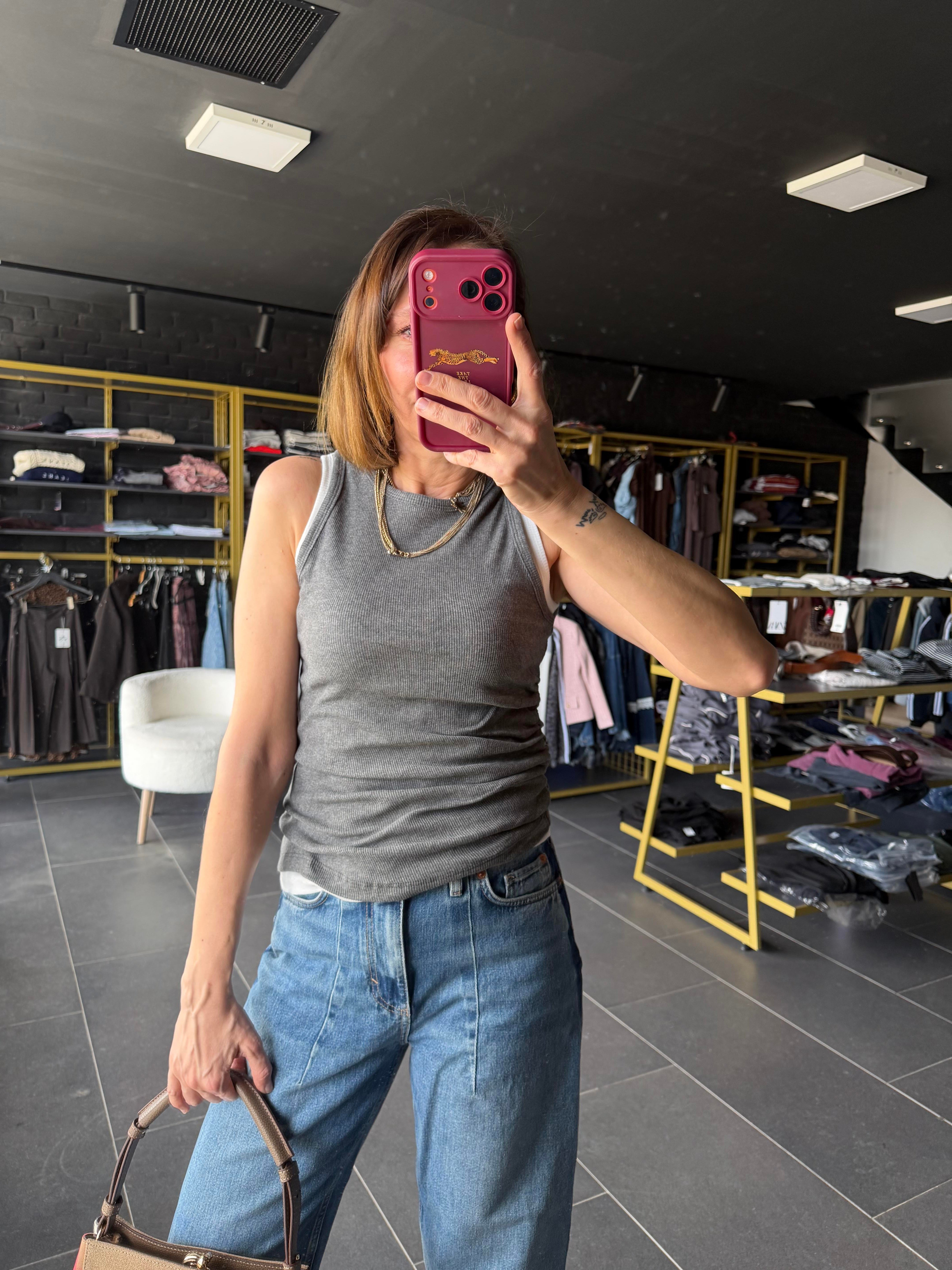 Rustik Çift Etkili Gri Atlet