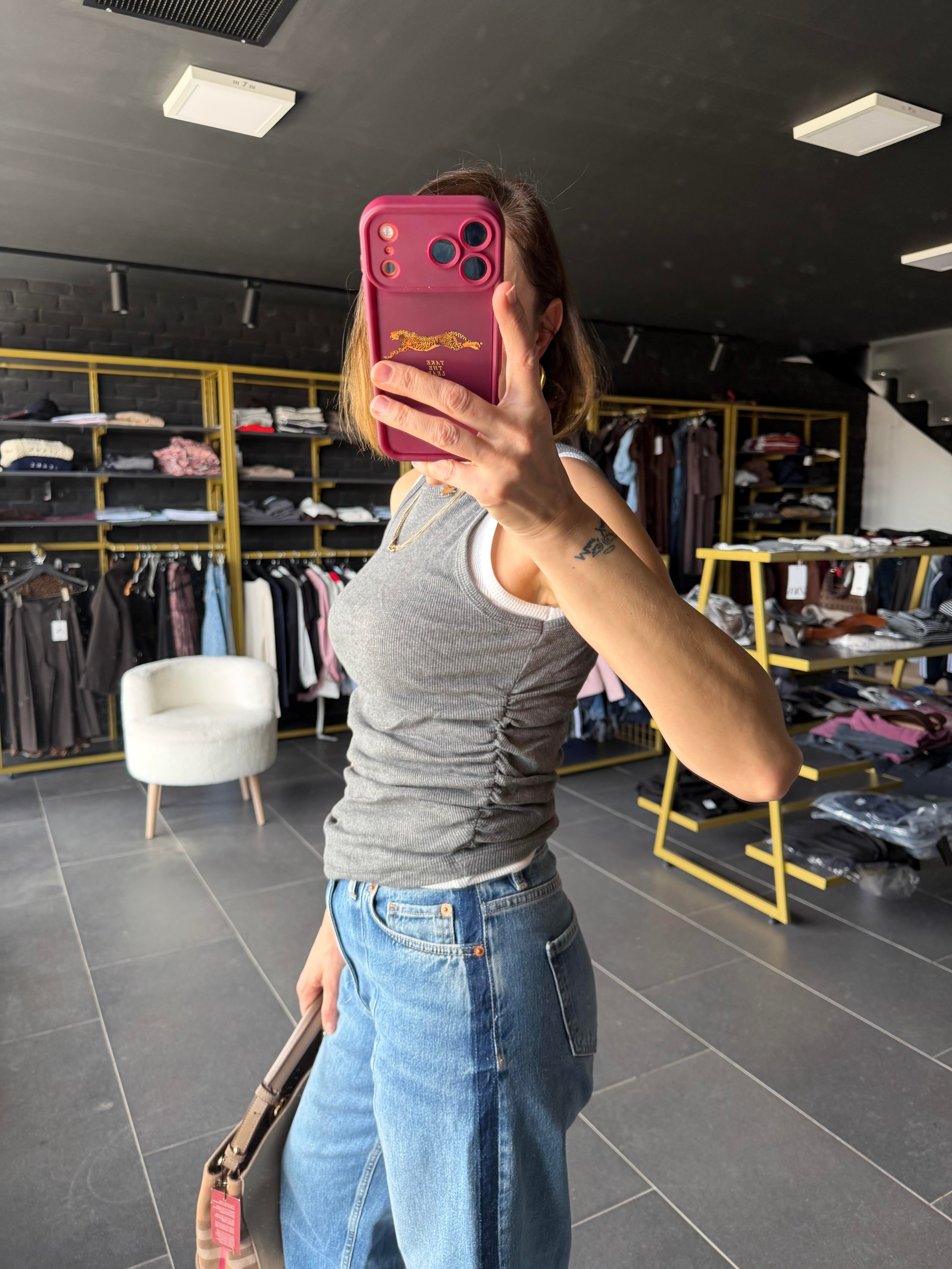 Rustik Çift Etkili Gri Atlet