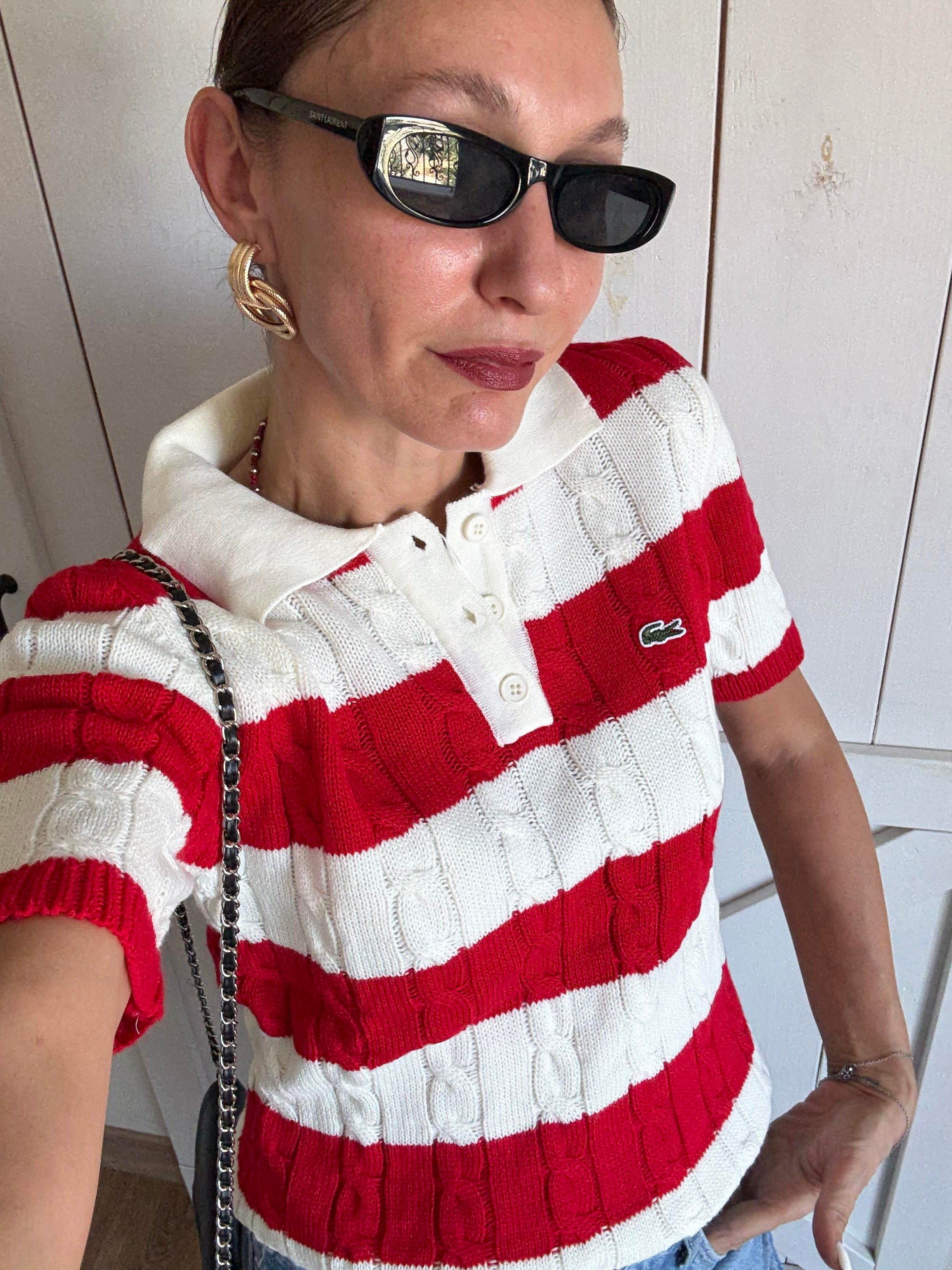 Saç Örgü Kırmızı Beyaz Triko 