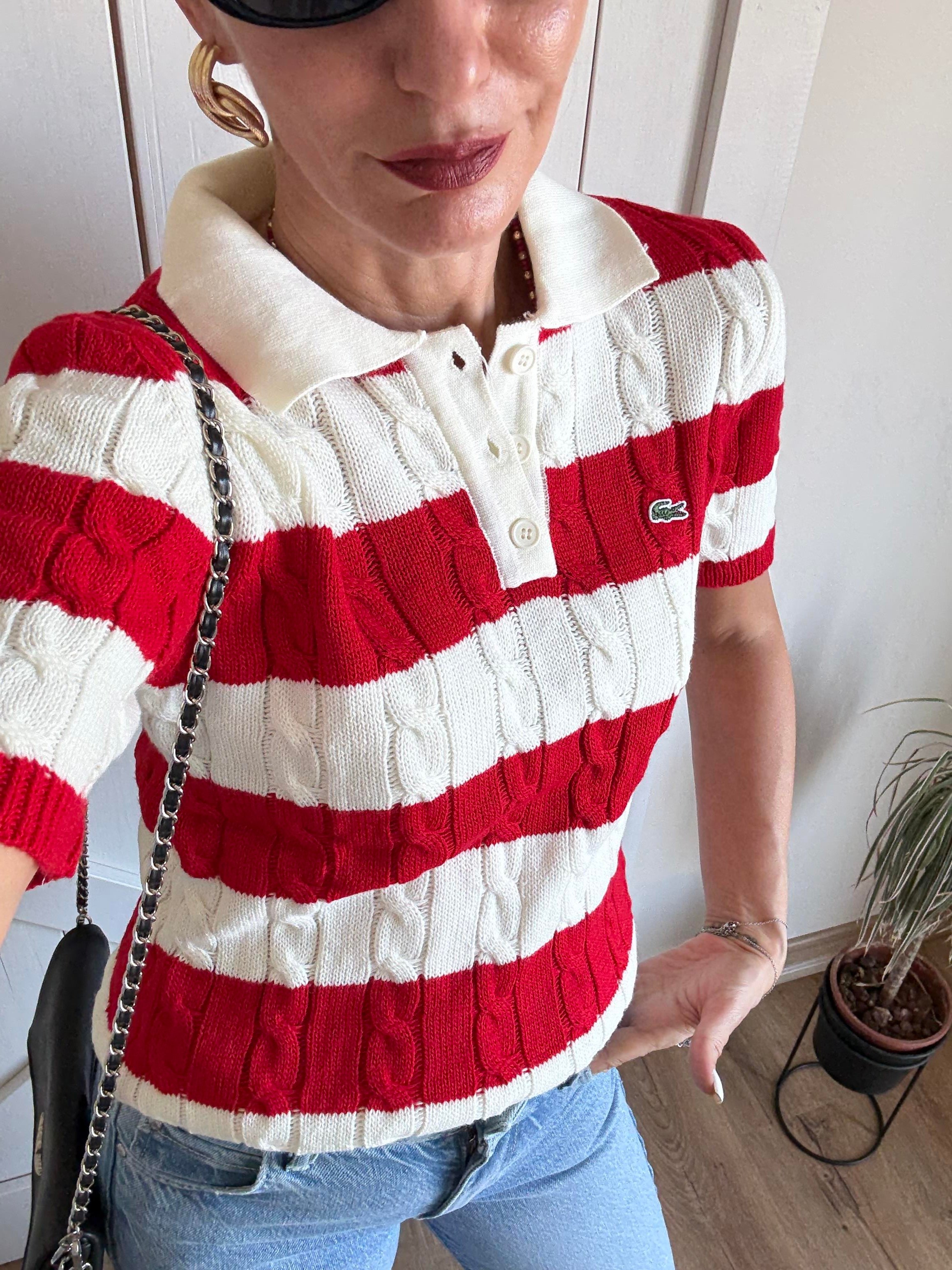 Saç Örgü Kırmızı Beyaz Triko 