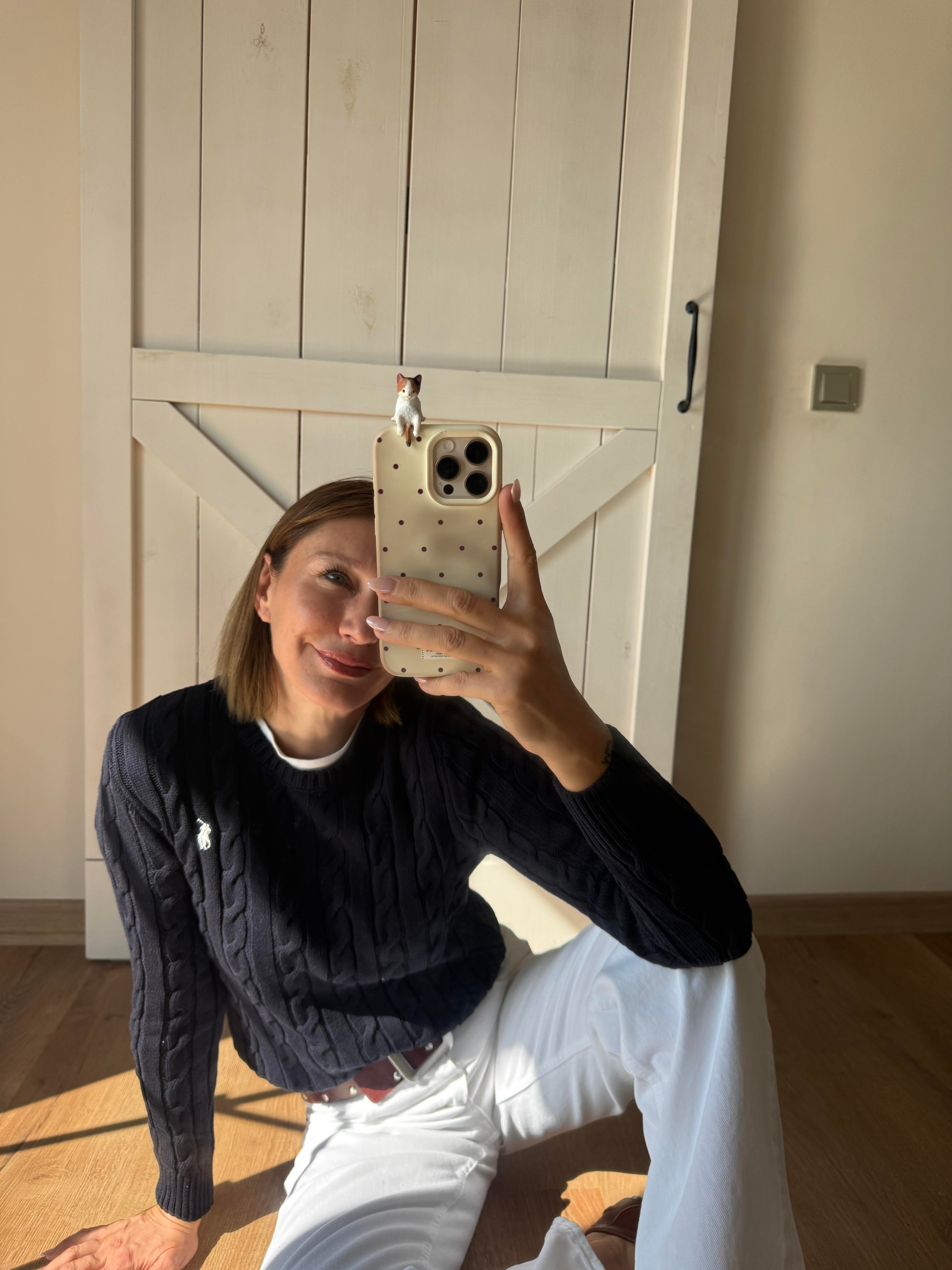 Saç Örgü Lacivert  Kazak