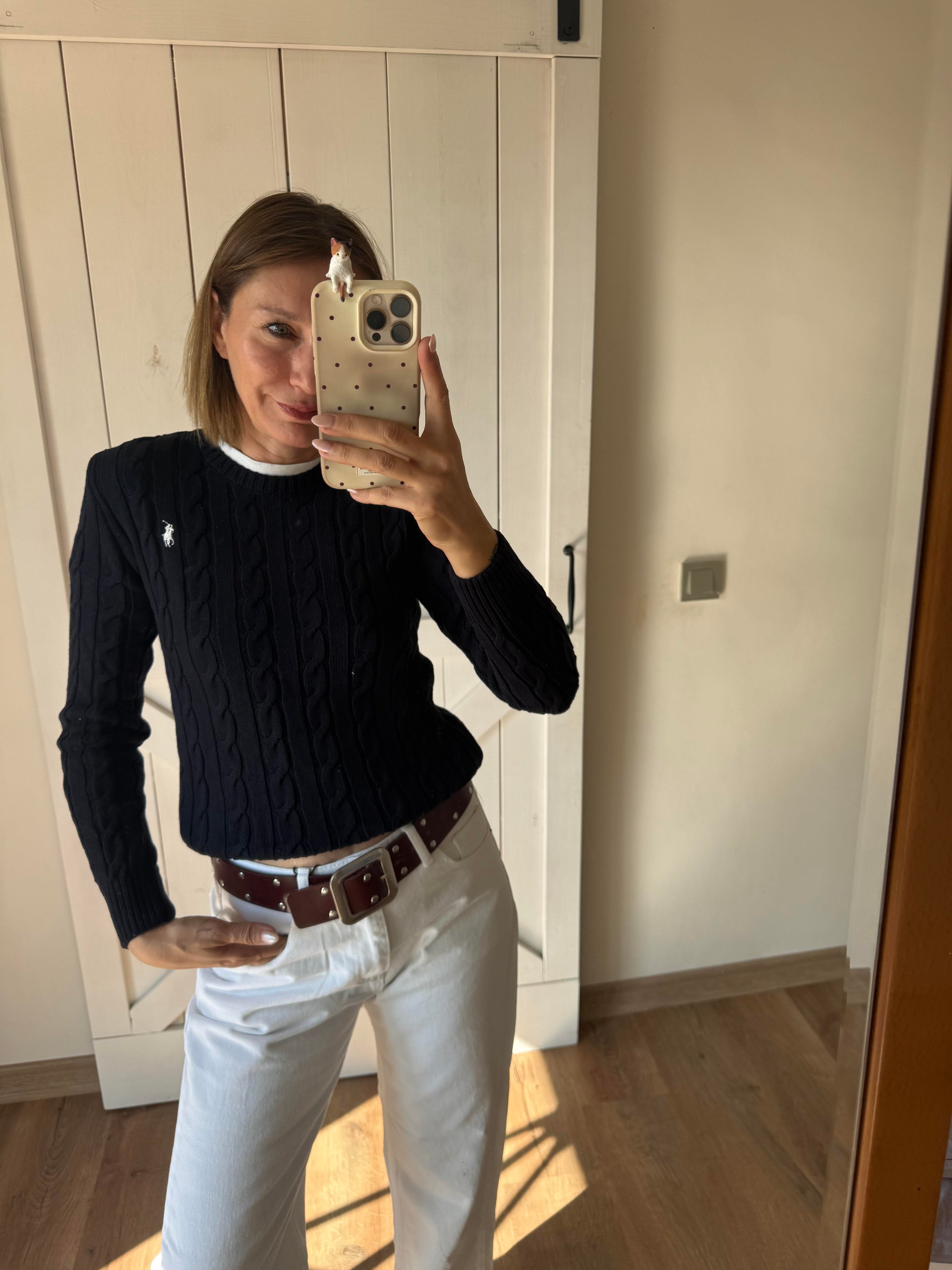 Saç Örgü Lacivert  Kazak