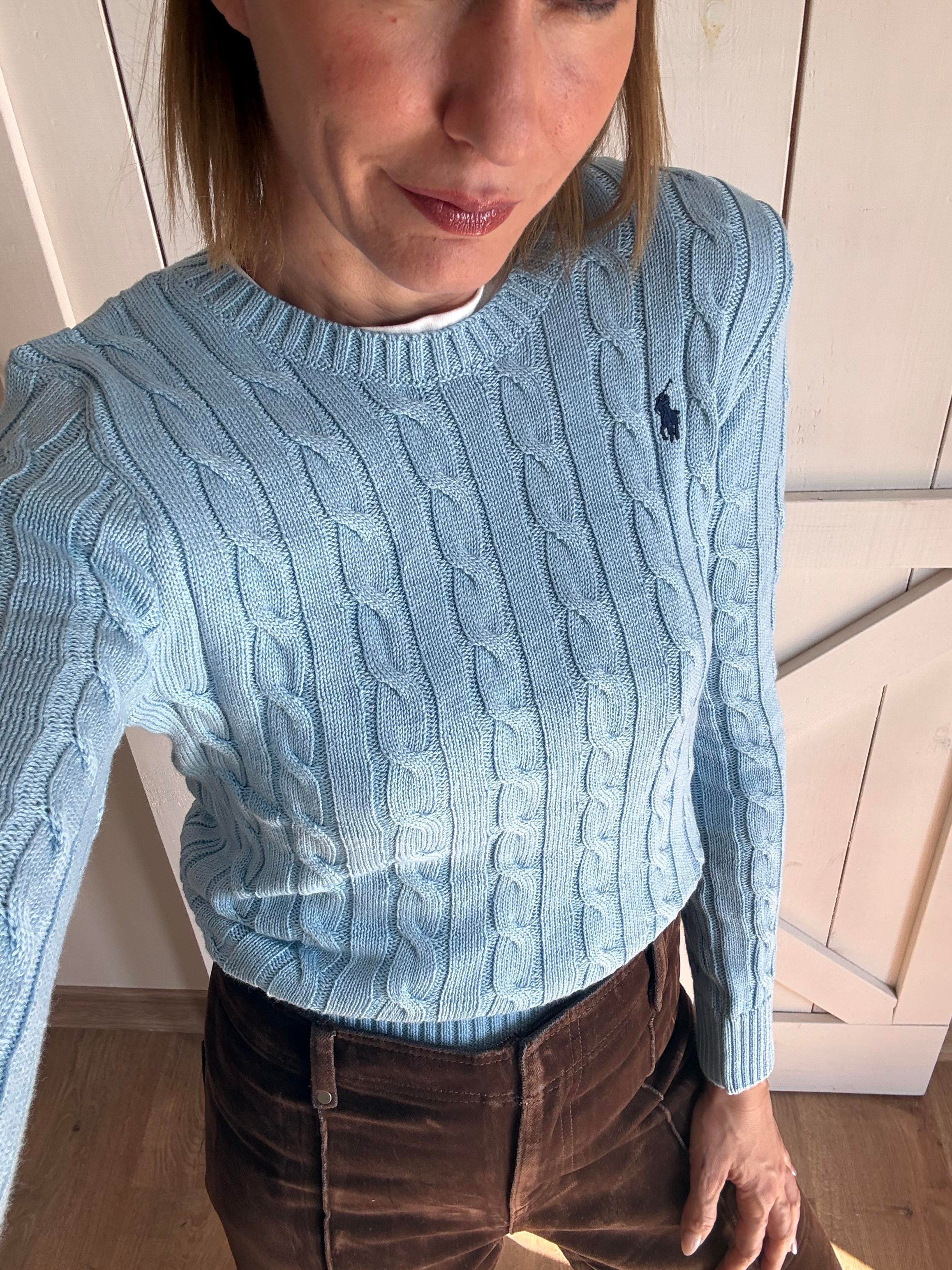 Saç Örgü Mavi Kazak