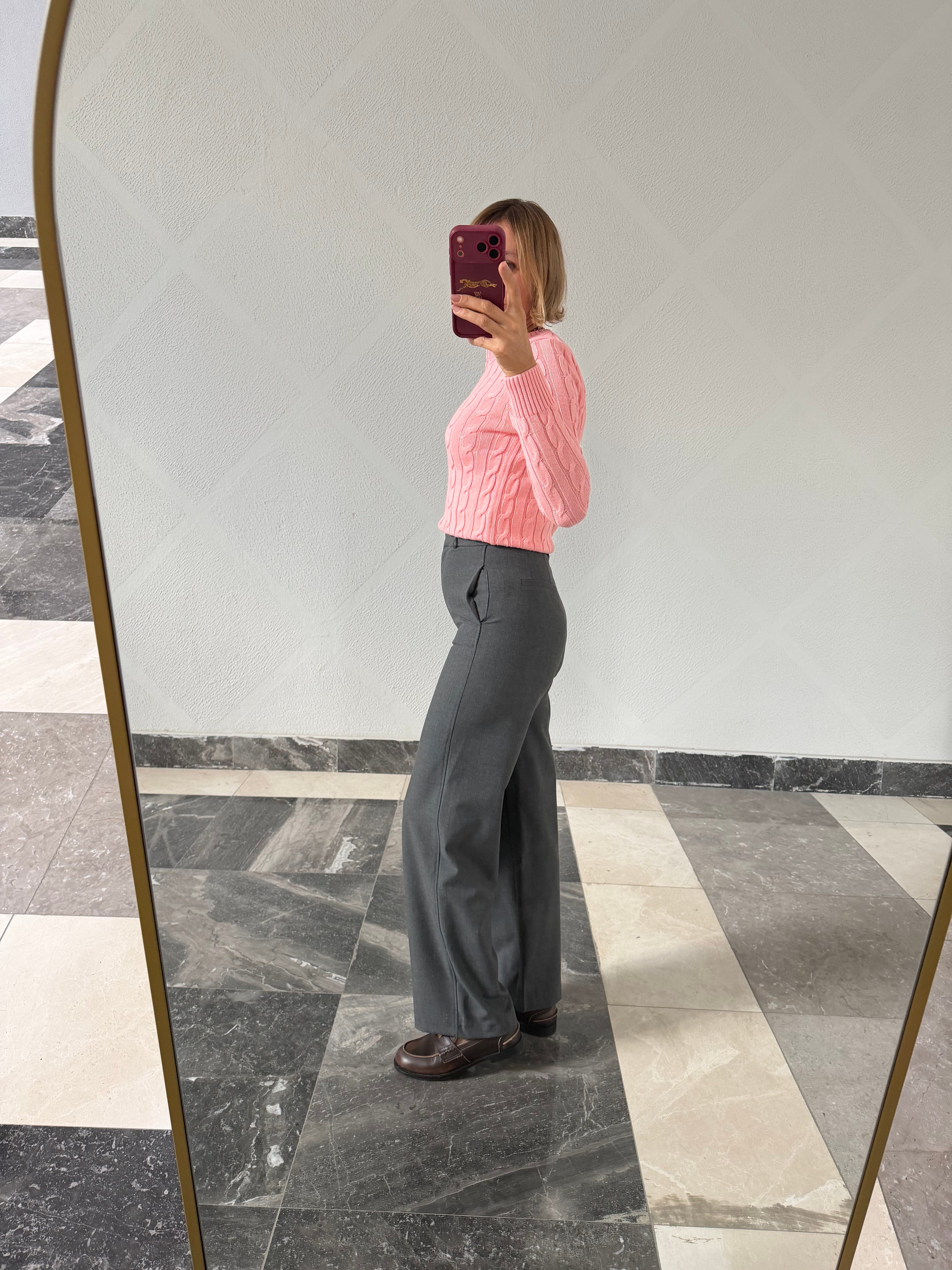Saç Örgü Premium Soft Pembe Triko Kazak