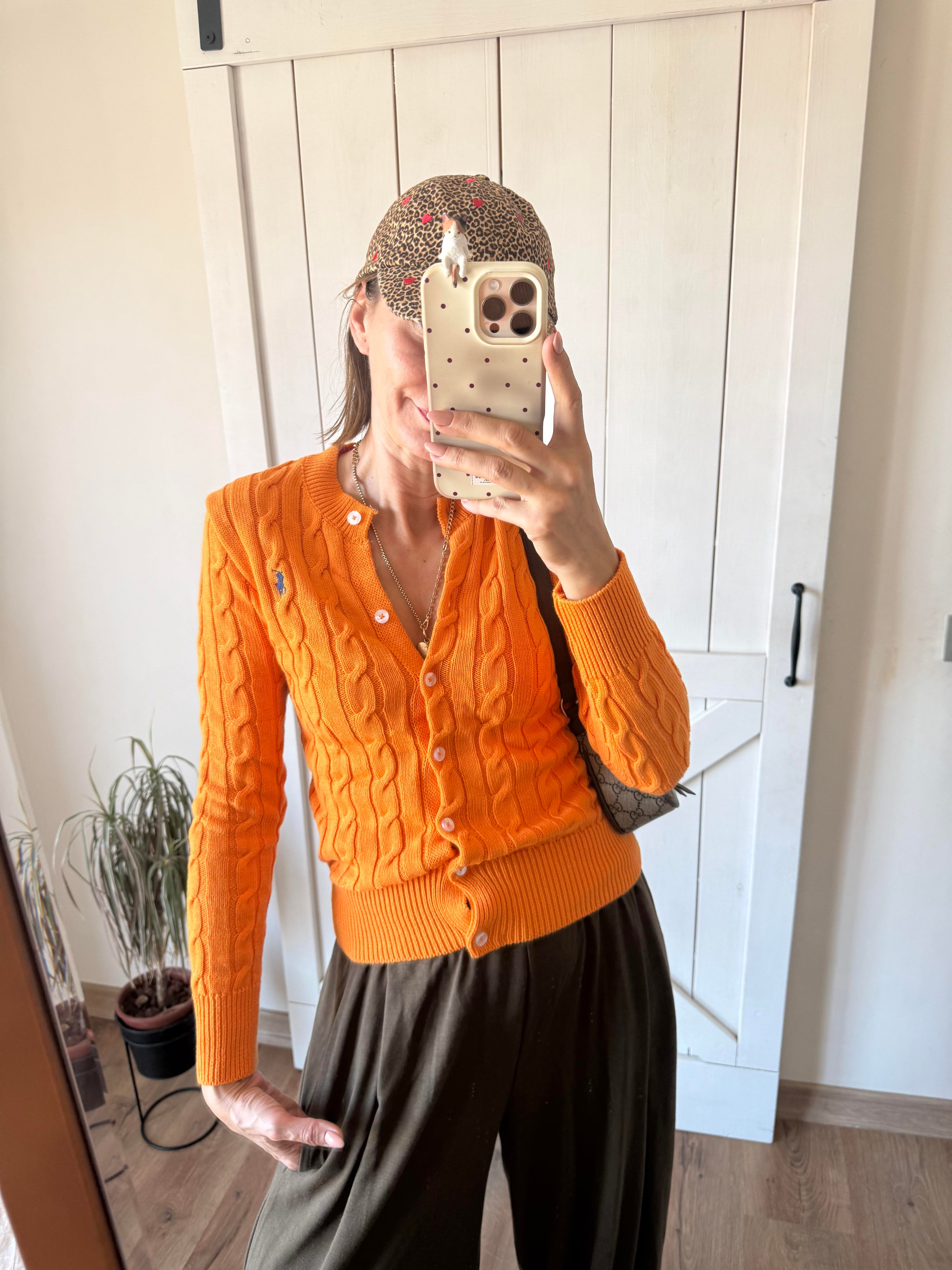 Saç Örgü Turuncu Hırka