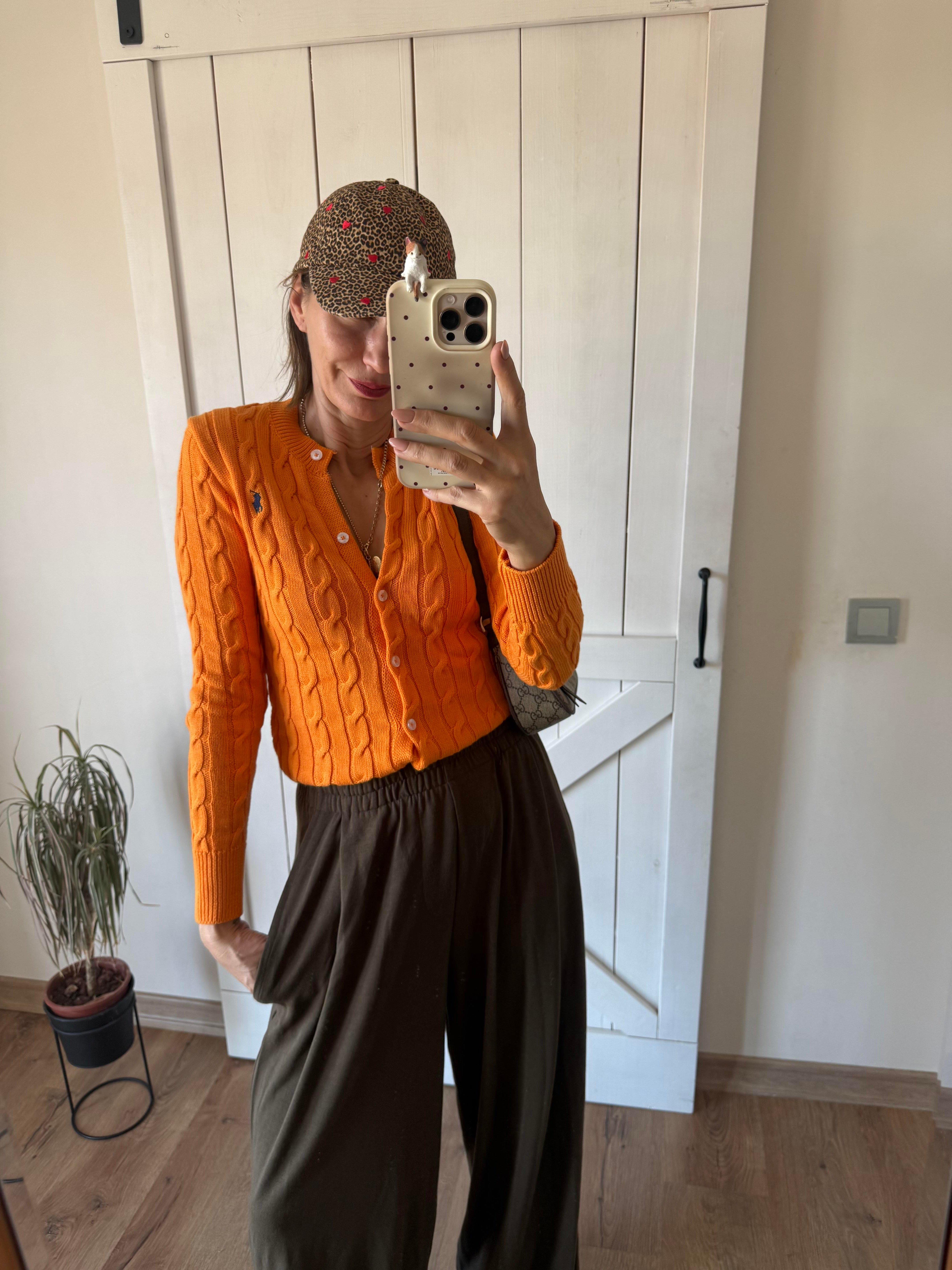 Saç Örgü Turuncu Hırka