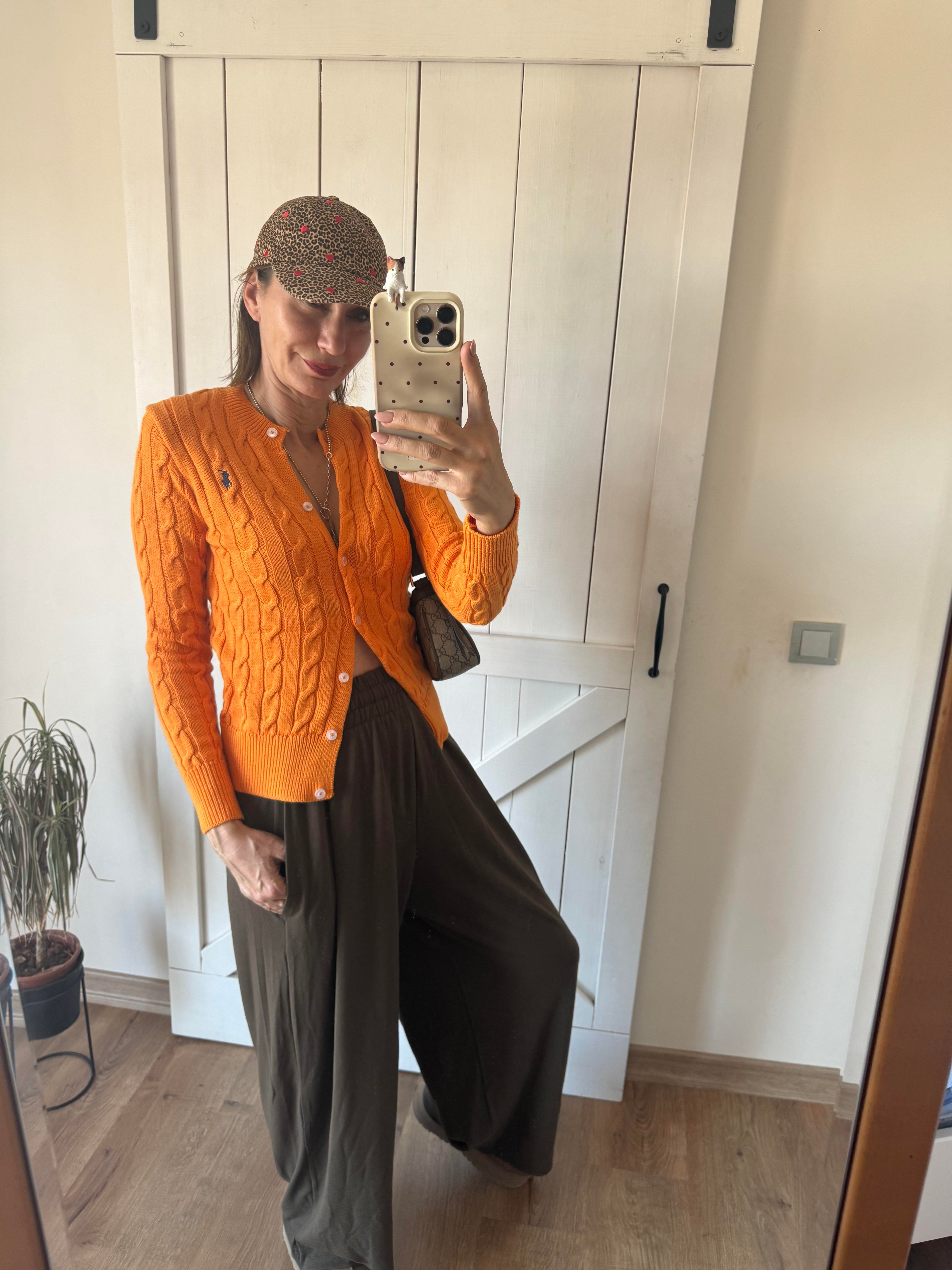 Saç Örgü Turuncu Hırka