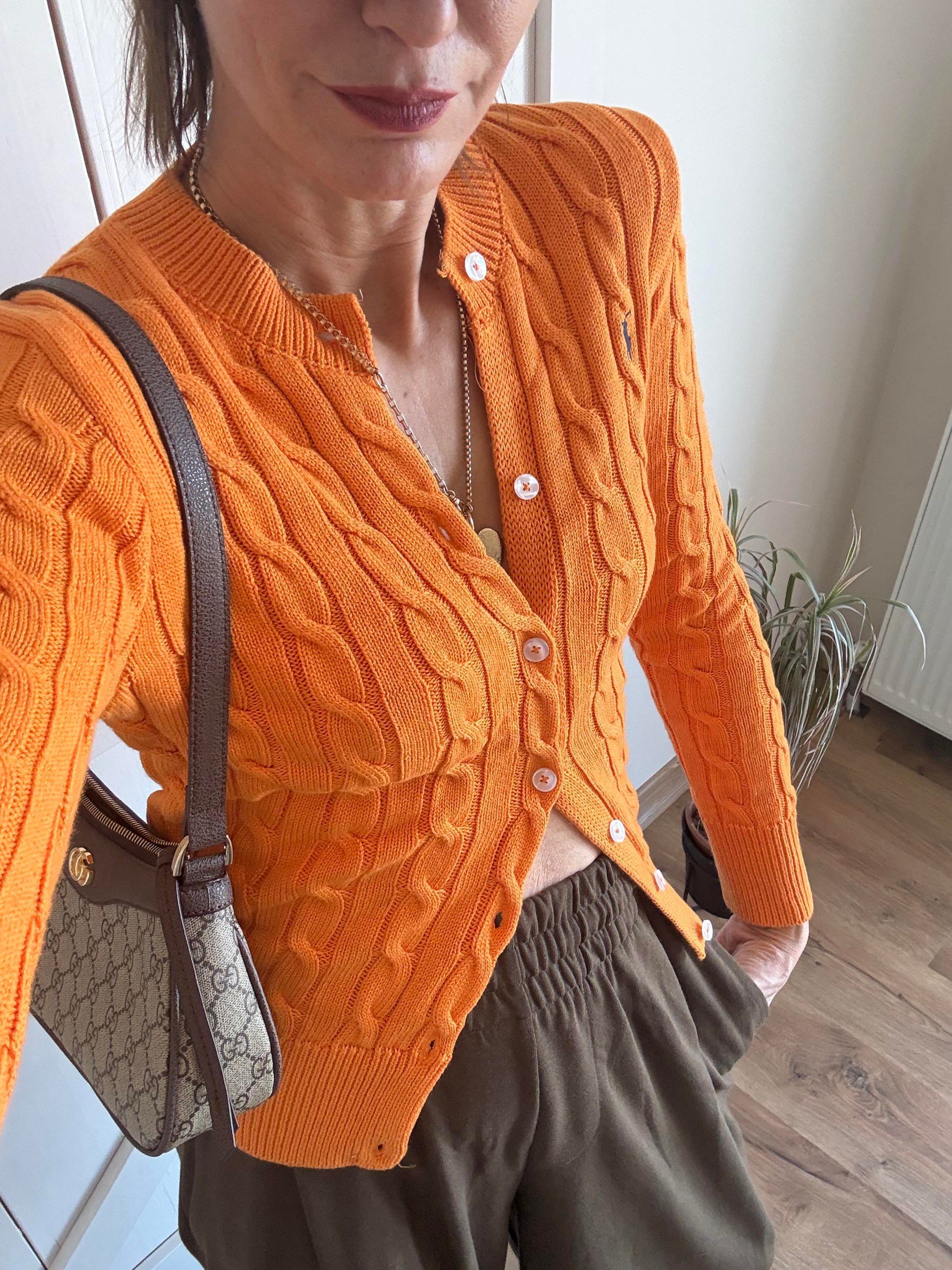 Saç Örgü Turuncu Hırka