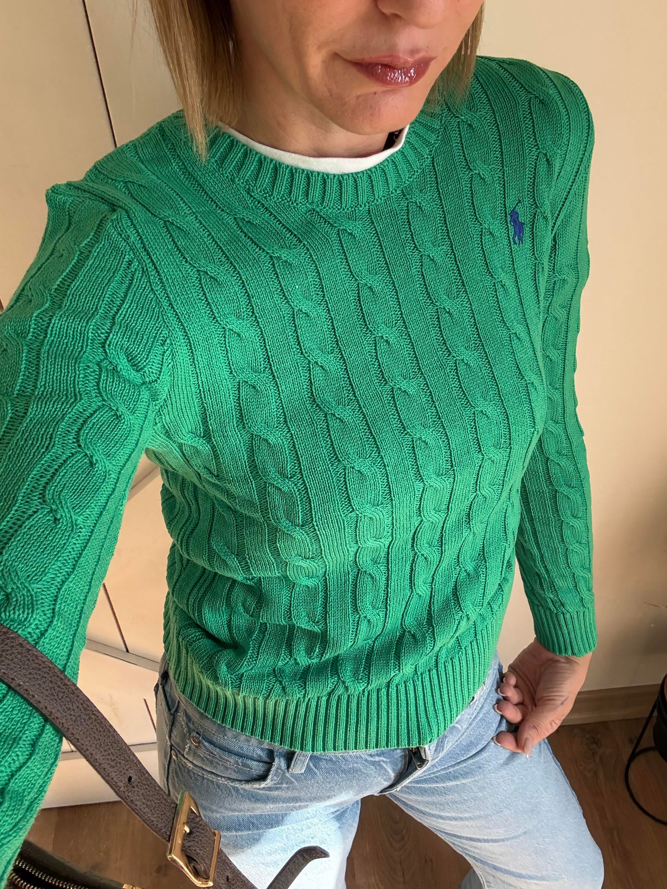 Saç Örgü Yeşil Kazak