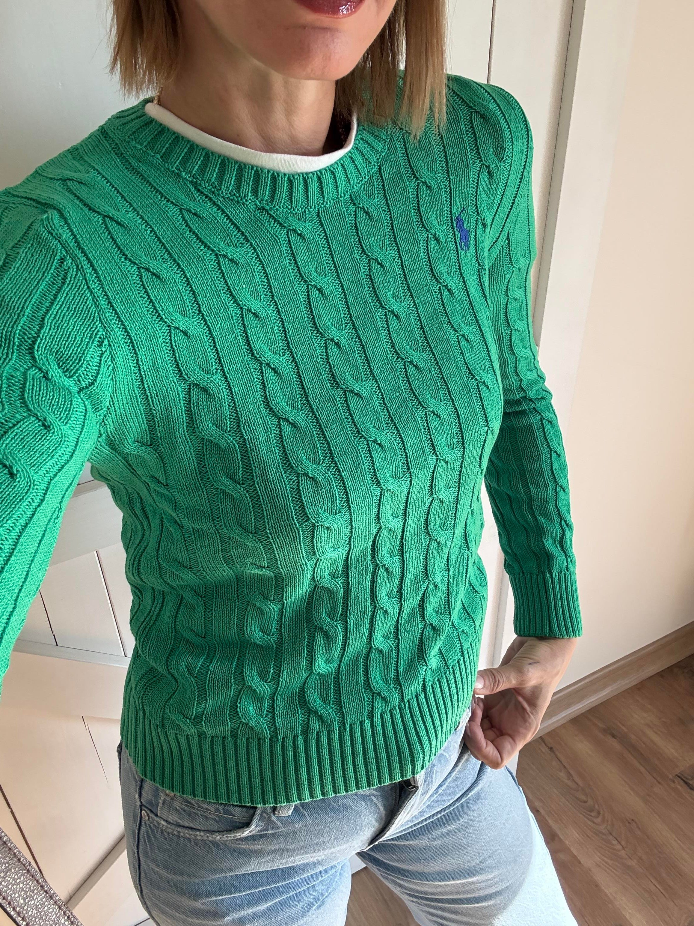 Saç Örgü Yeşil Kazak