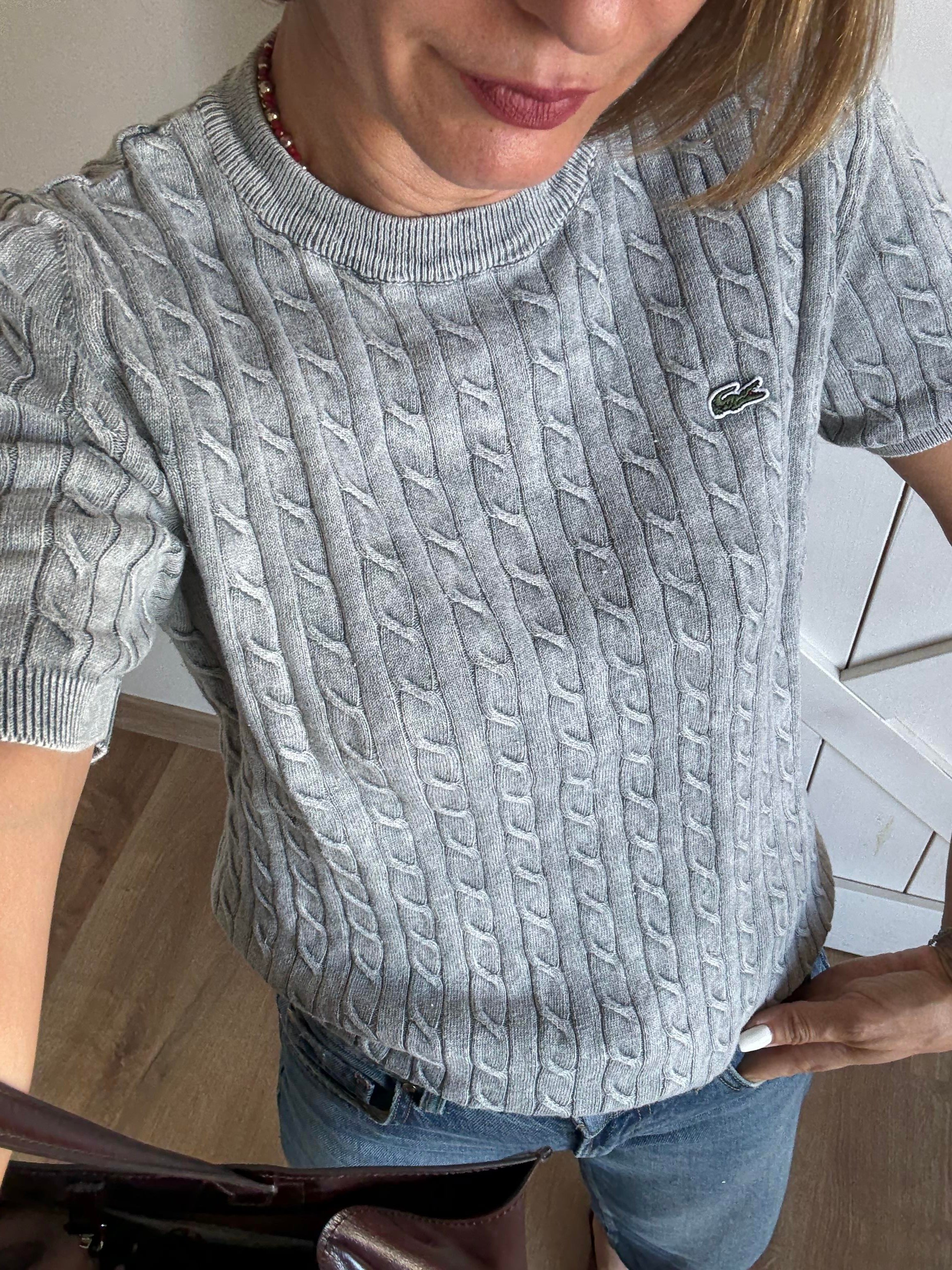 Saç Örgülü Gri Triko Bluz