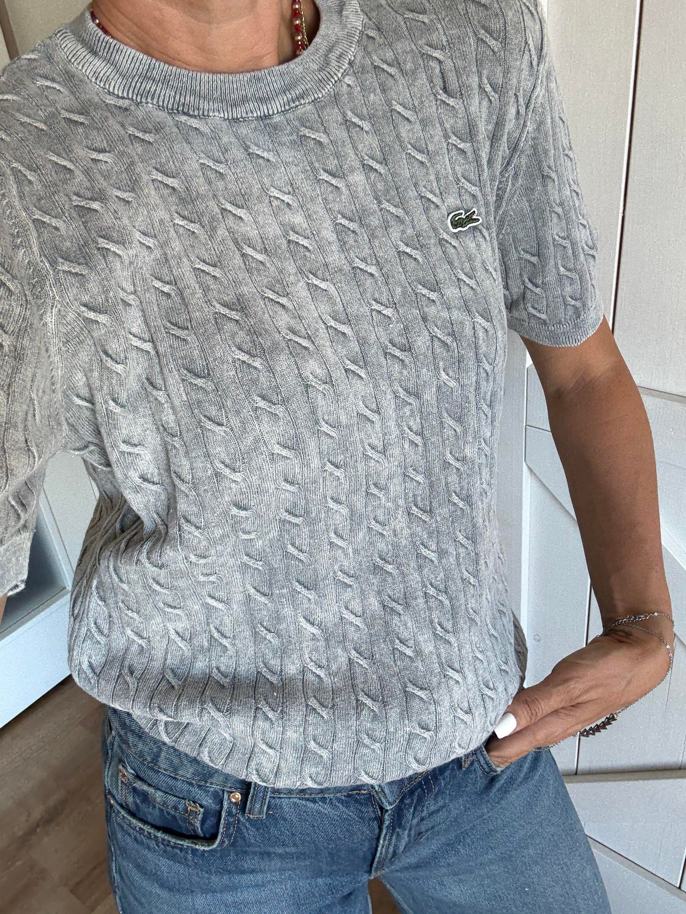 Saç Örgülü Gri Triko Bluz