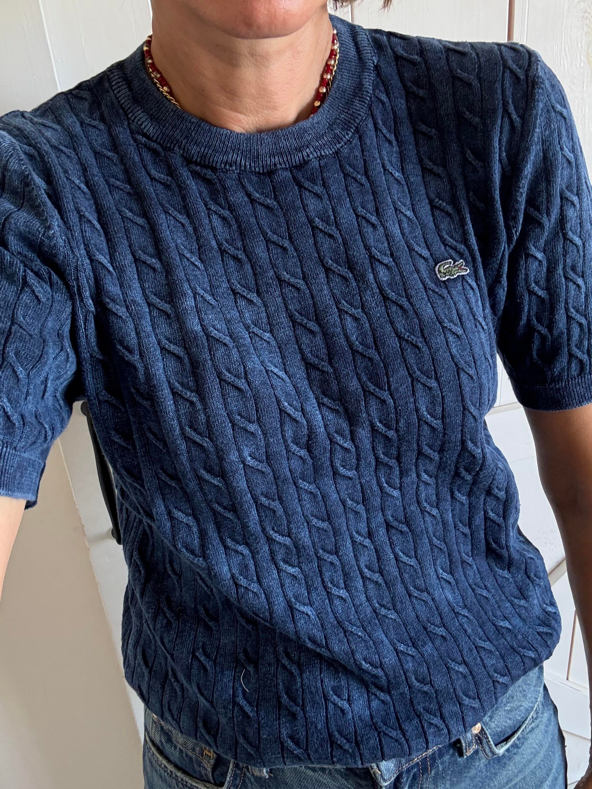 Saç Örgülü Lacivert Triko Bluz