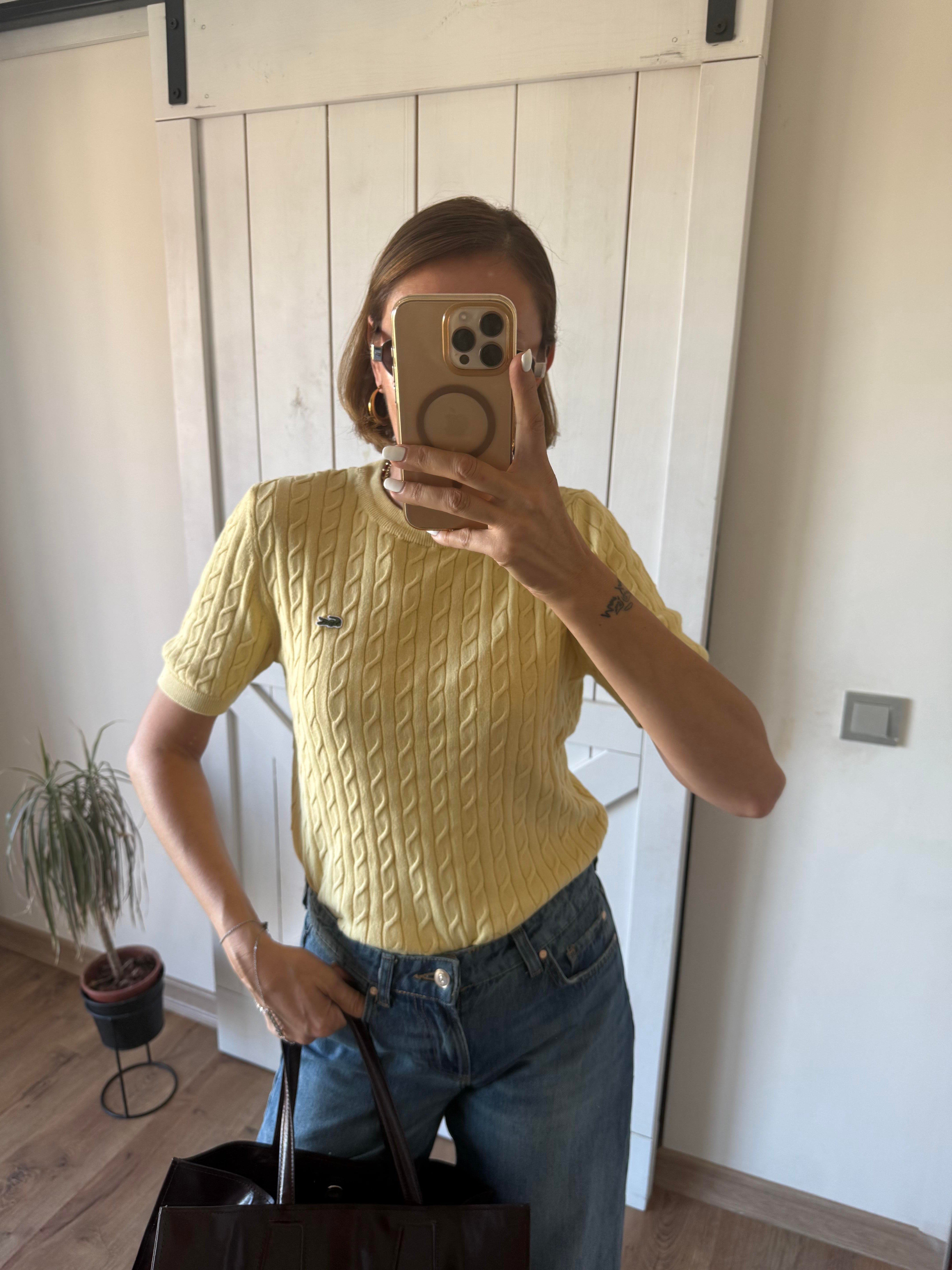 Saç Örgülü Sarı Triko Bluz