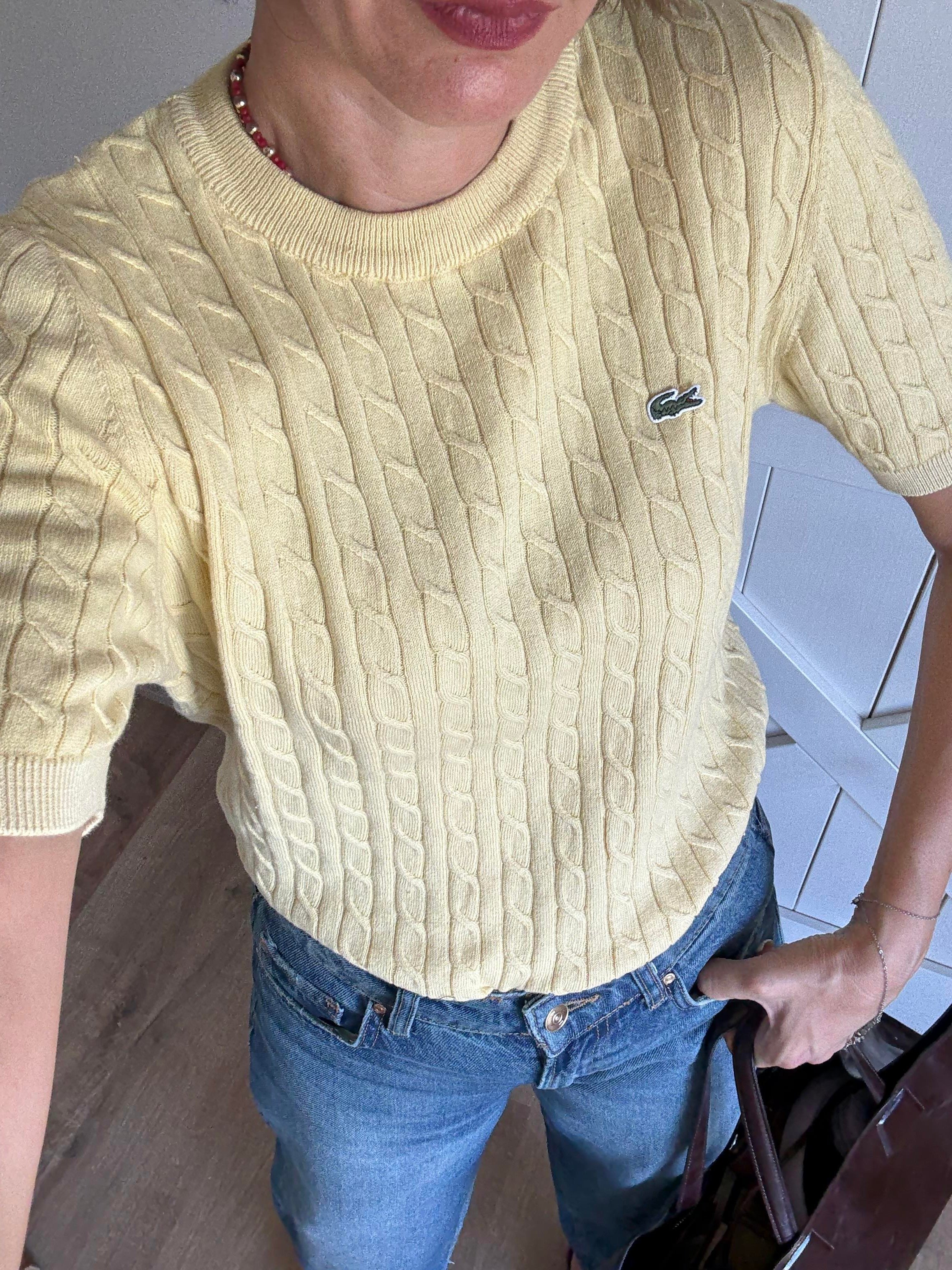 Saç Örgülü Sarı Triko Bluz