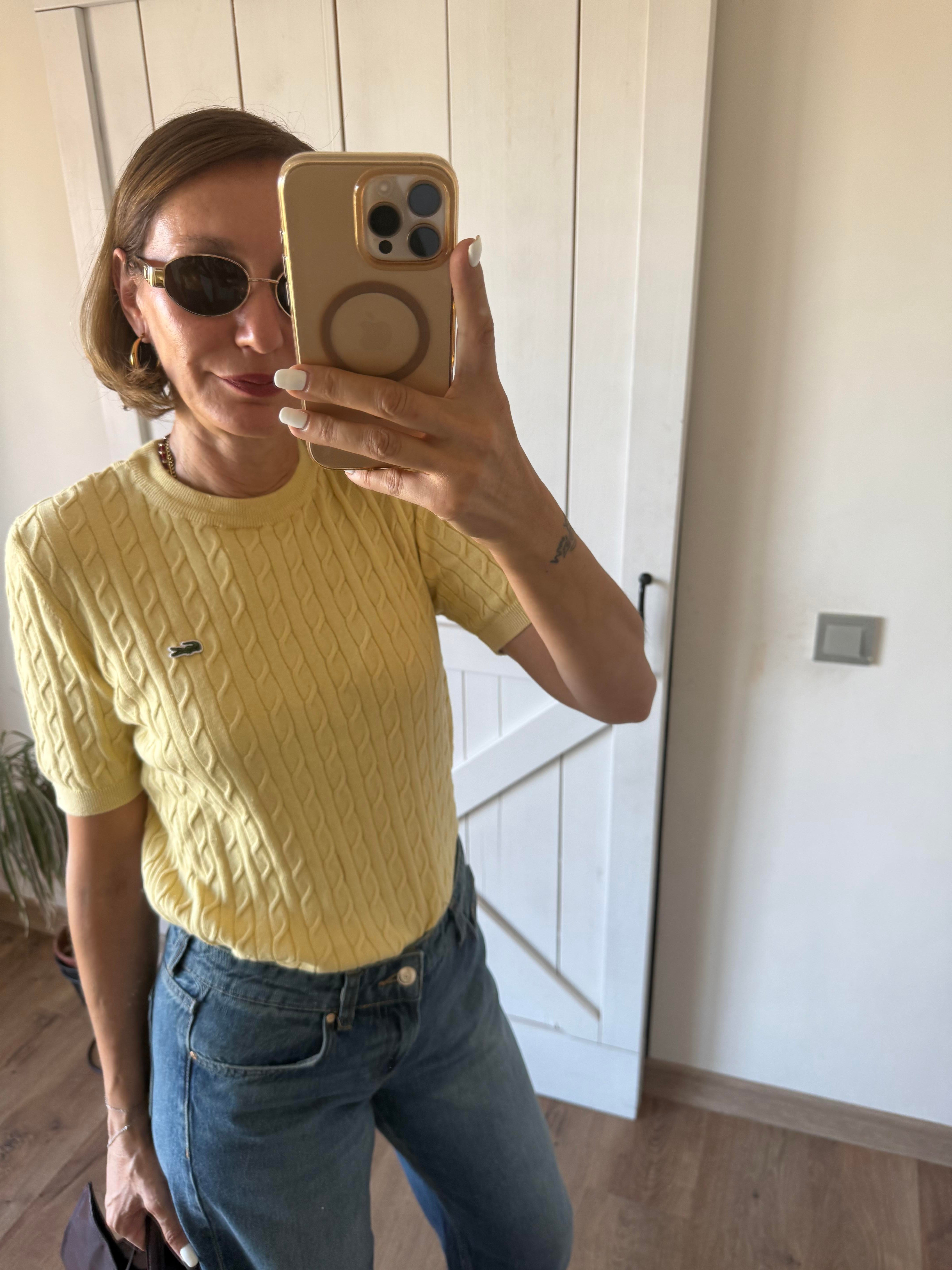 Saç Örgülü Sarı Triko Bluz