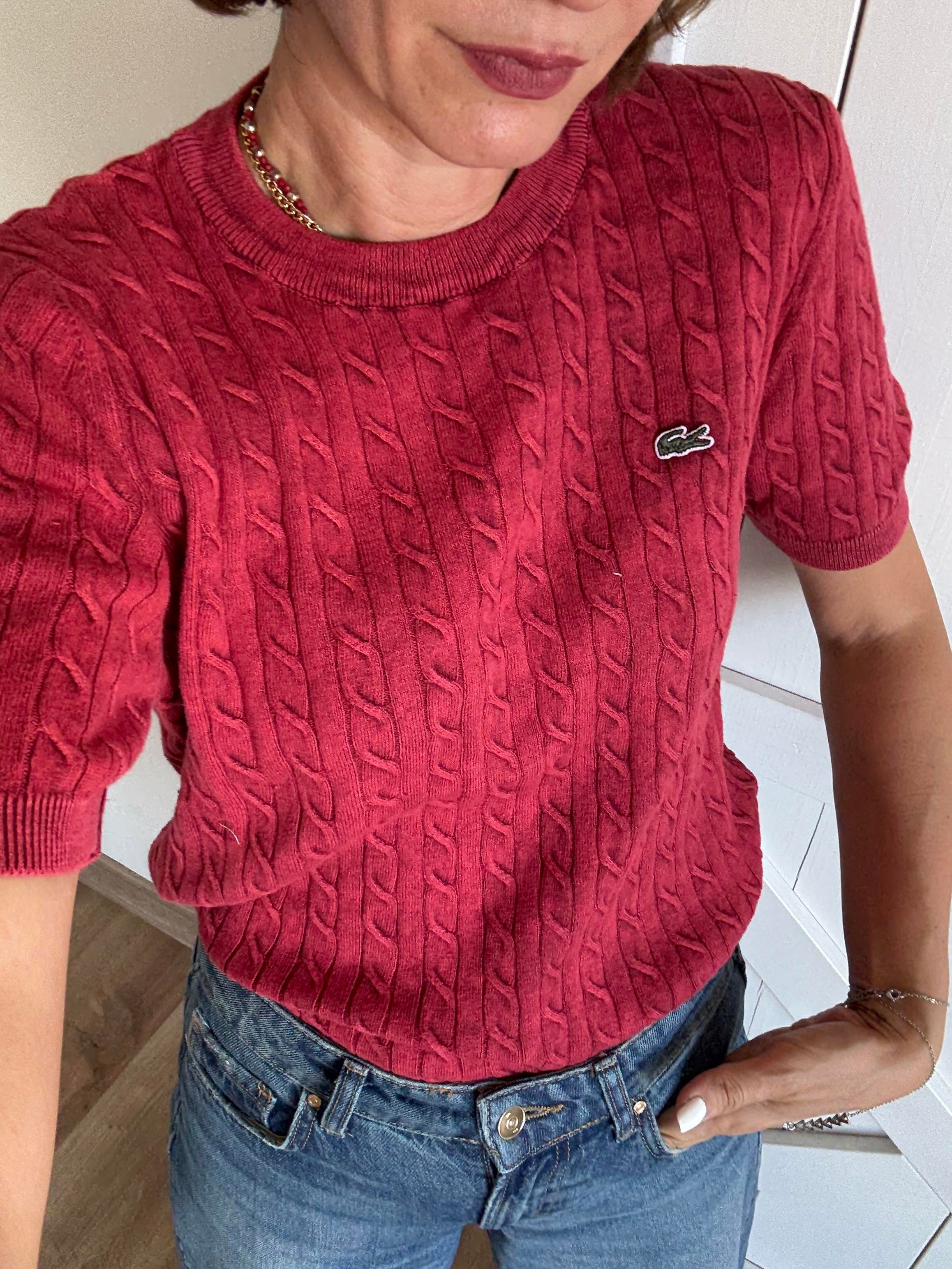 Saç Örgülü Triko Bluz Kırmızı