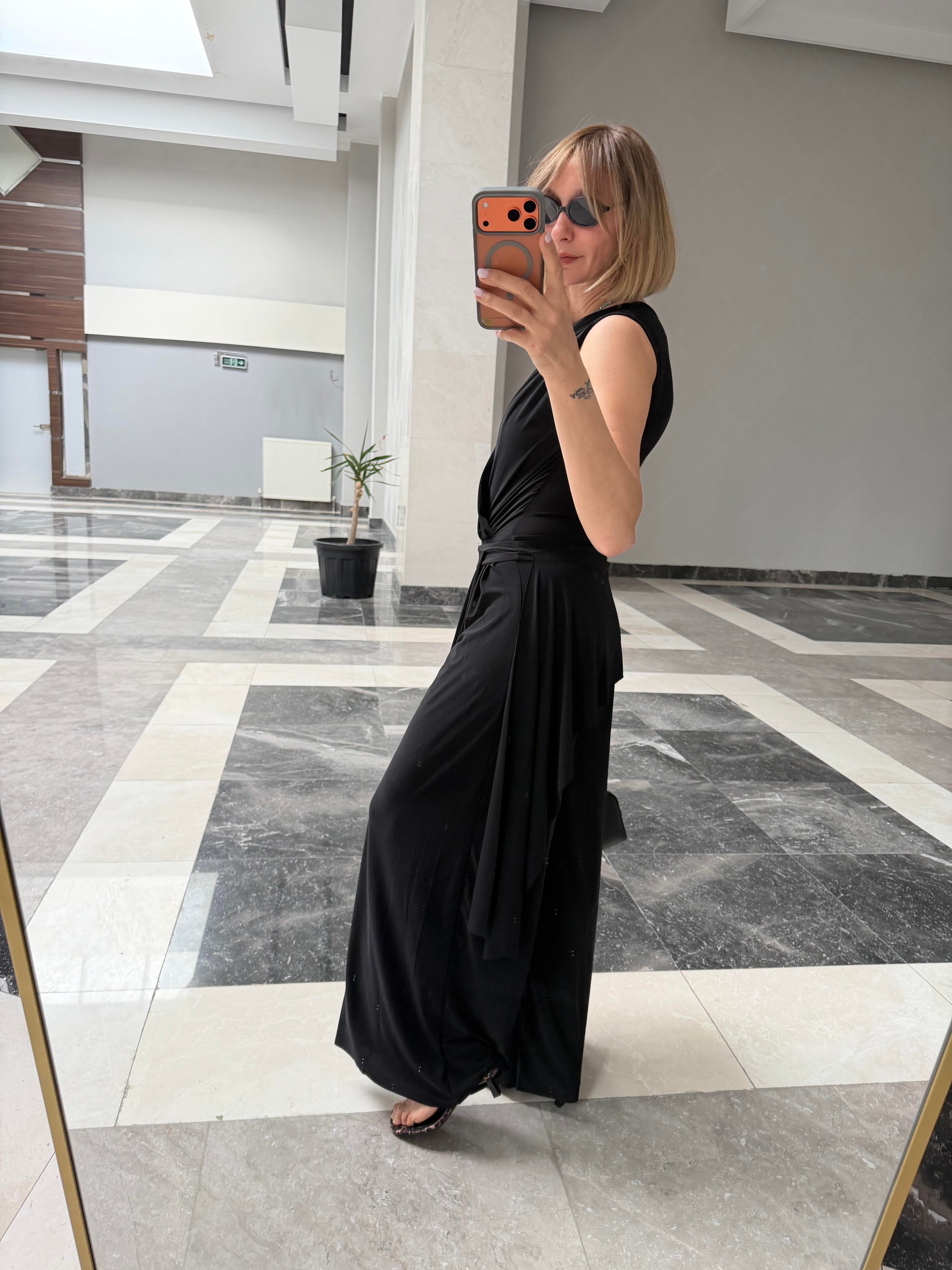 Sandy Kumaş Body Suit Pantolon Takım