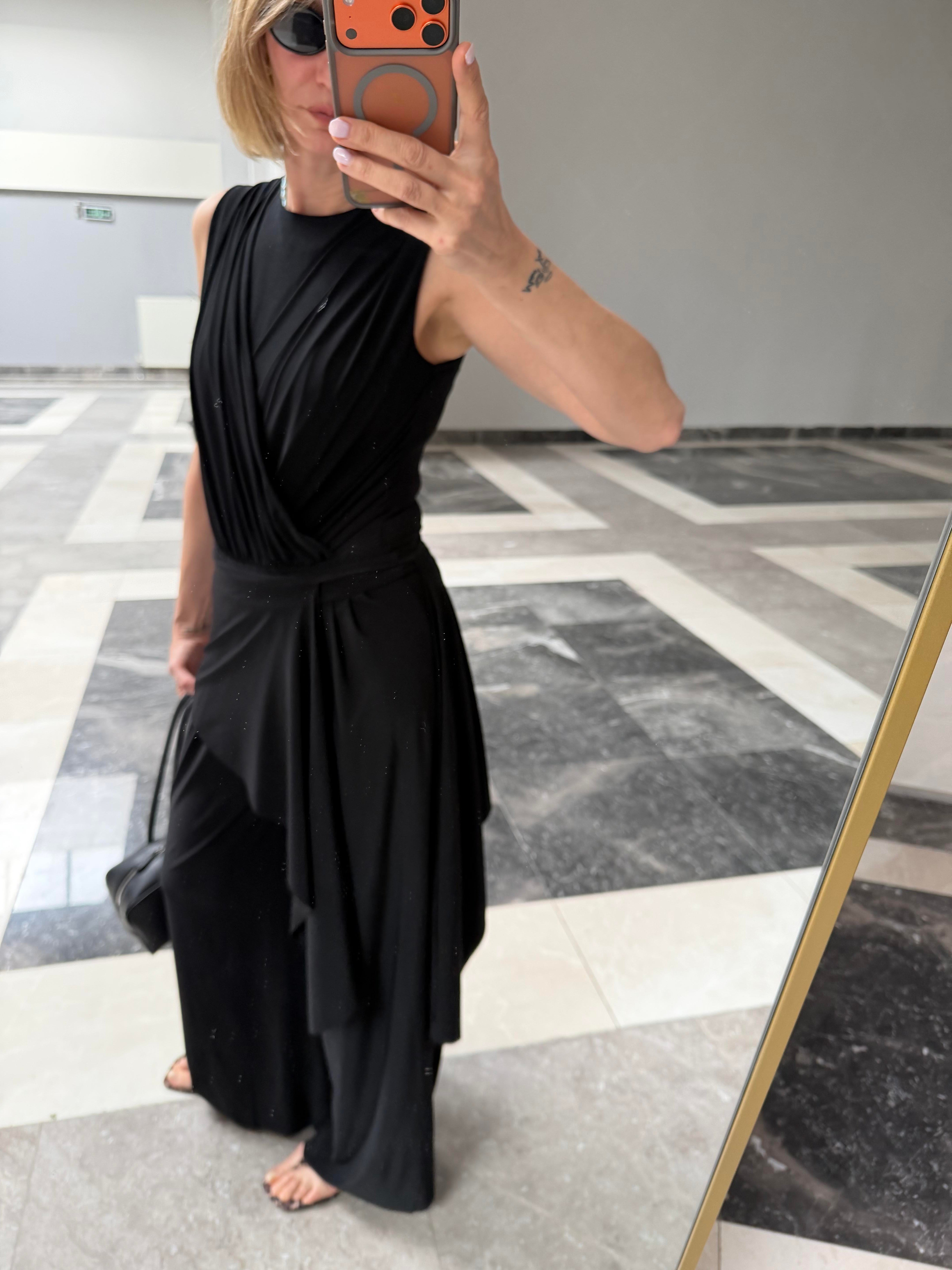 Sandy Kumaş Body Suit Pantolon Takım