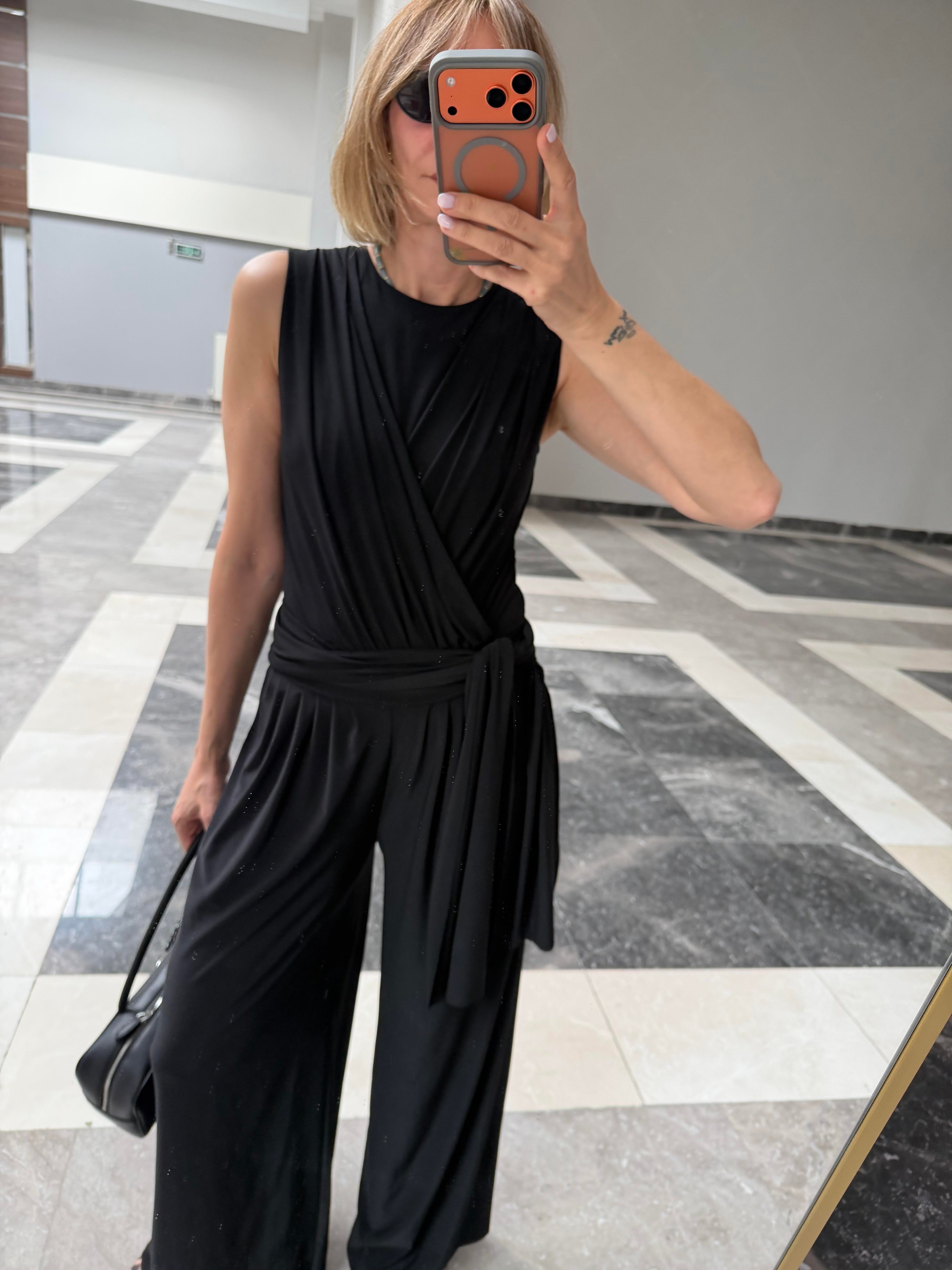 Sandy Kumaş Body Suit Pantolon Takım