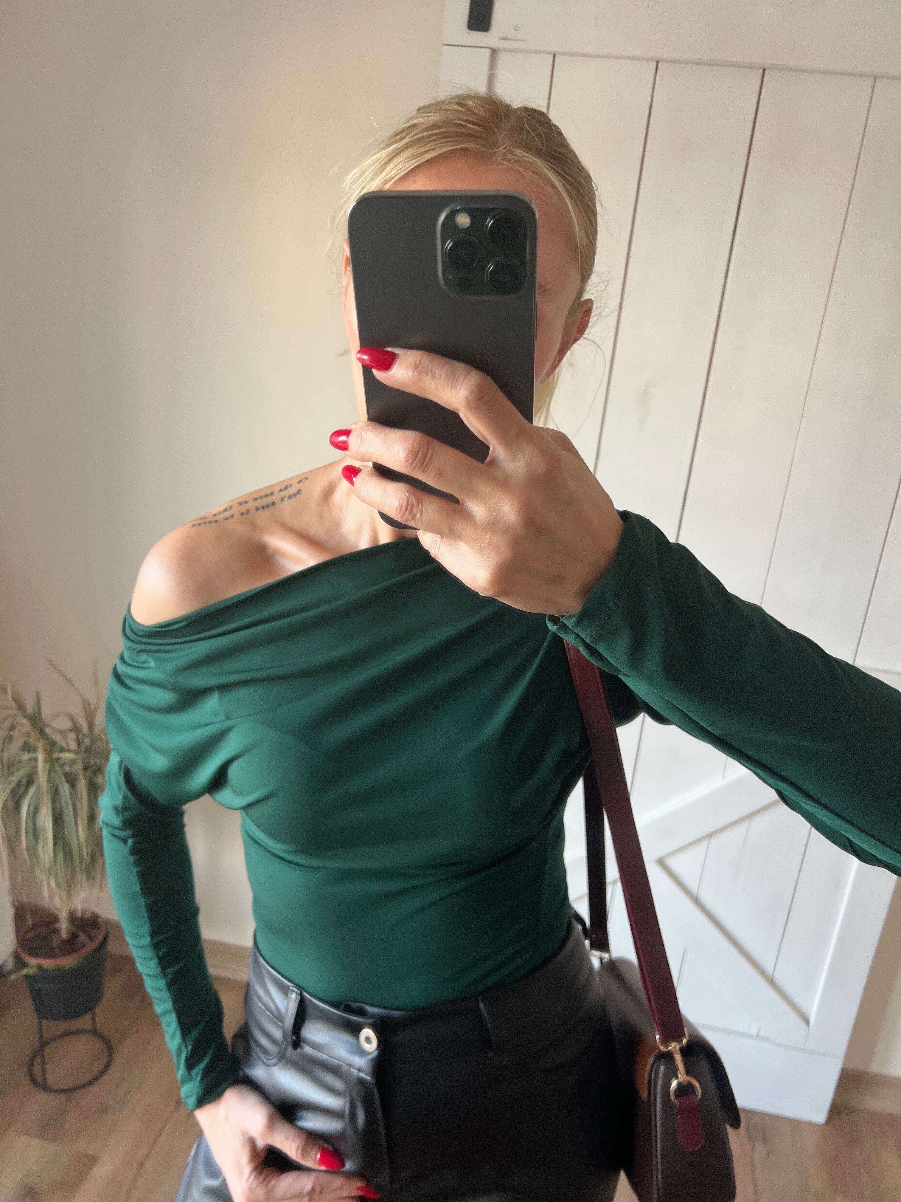 Sandy Zümrüt Kayık Yaka Bluz