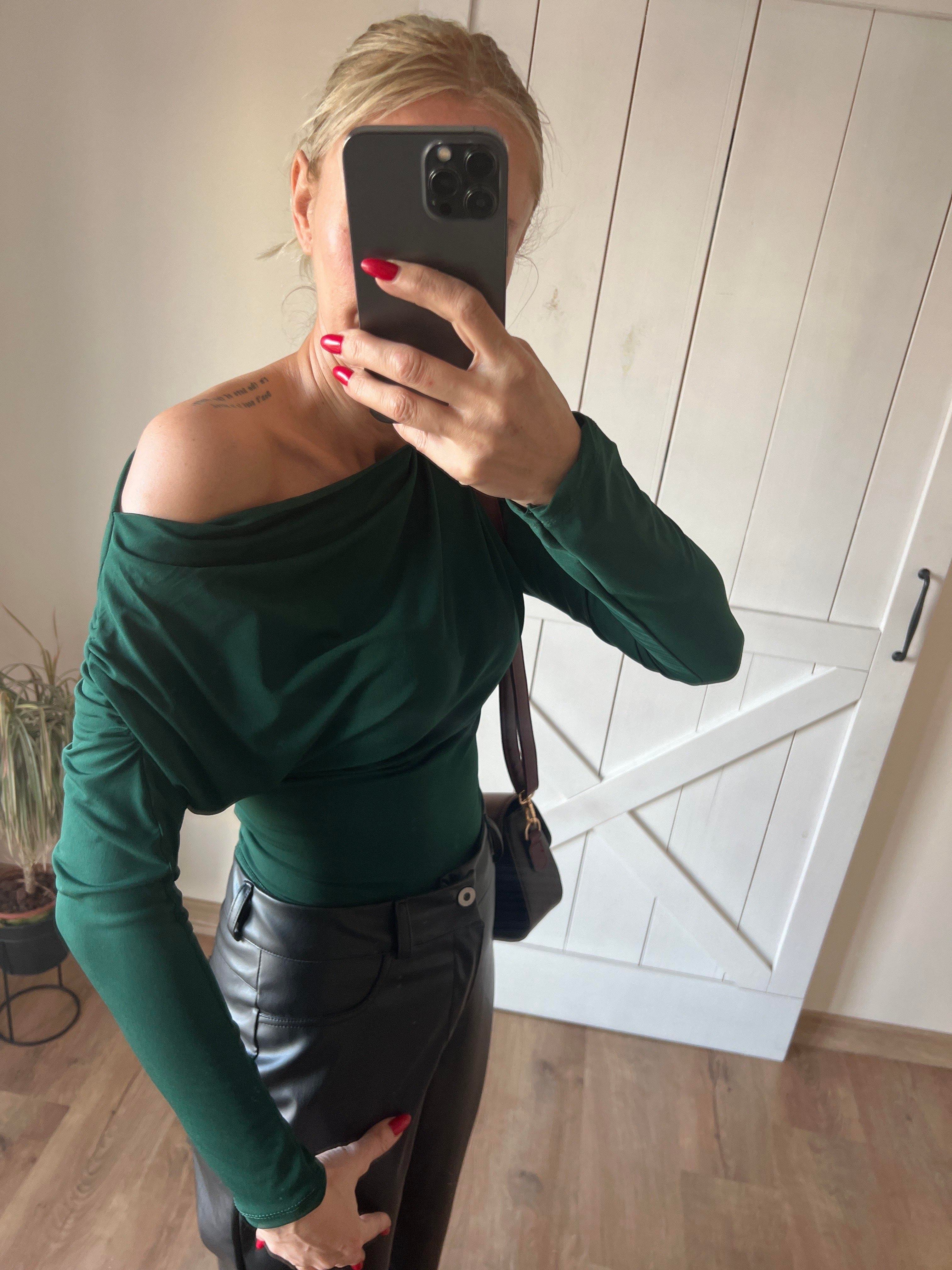 Sandy Zümrüt Kayık Yaka Bluz