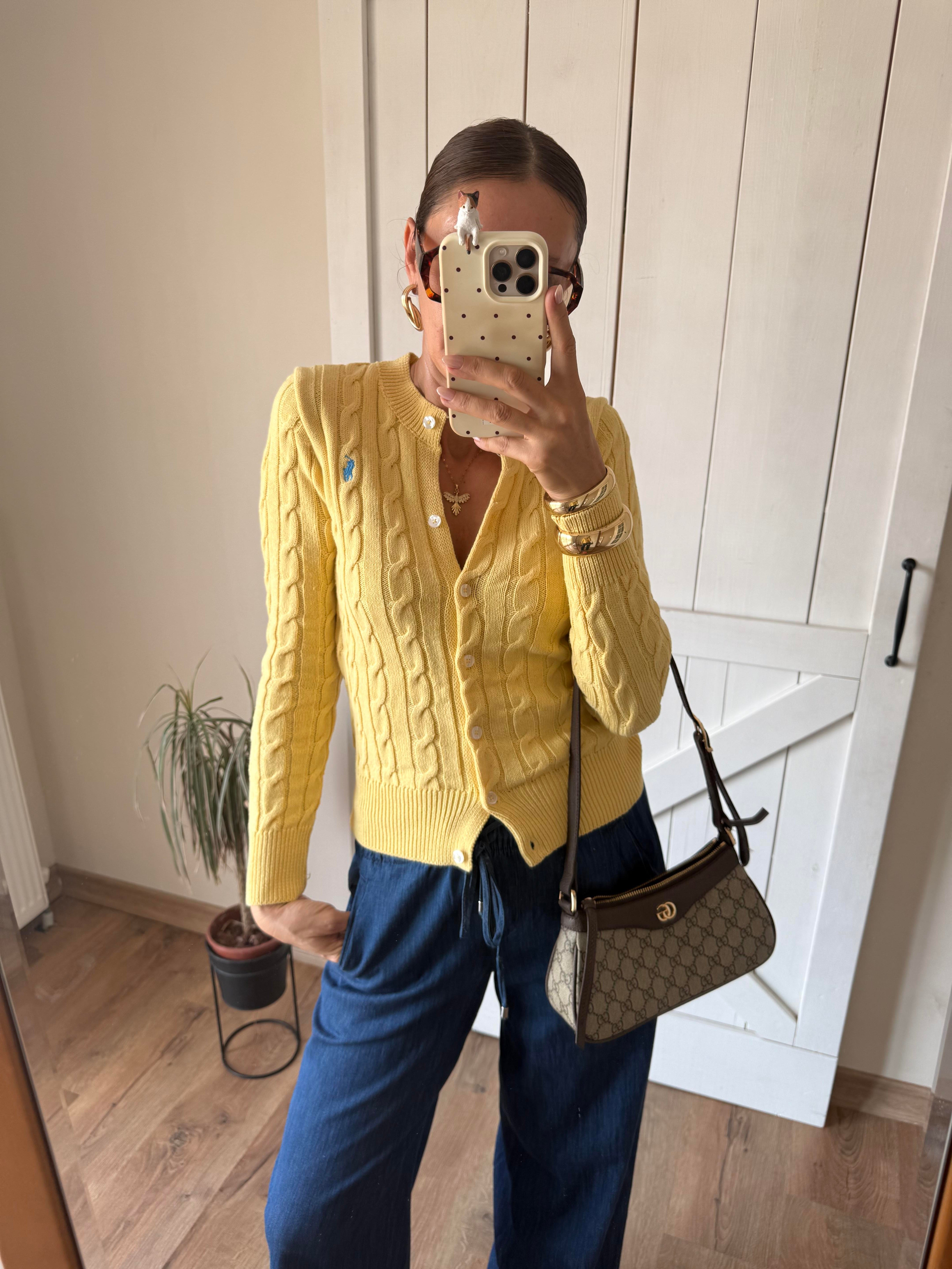 Sarı Saç Örgülü Premium Hırka