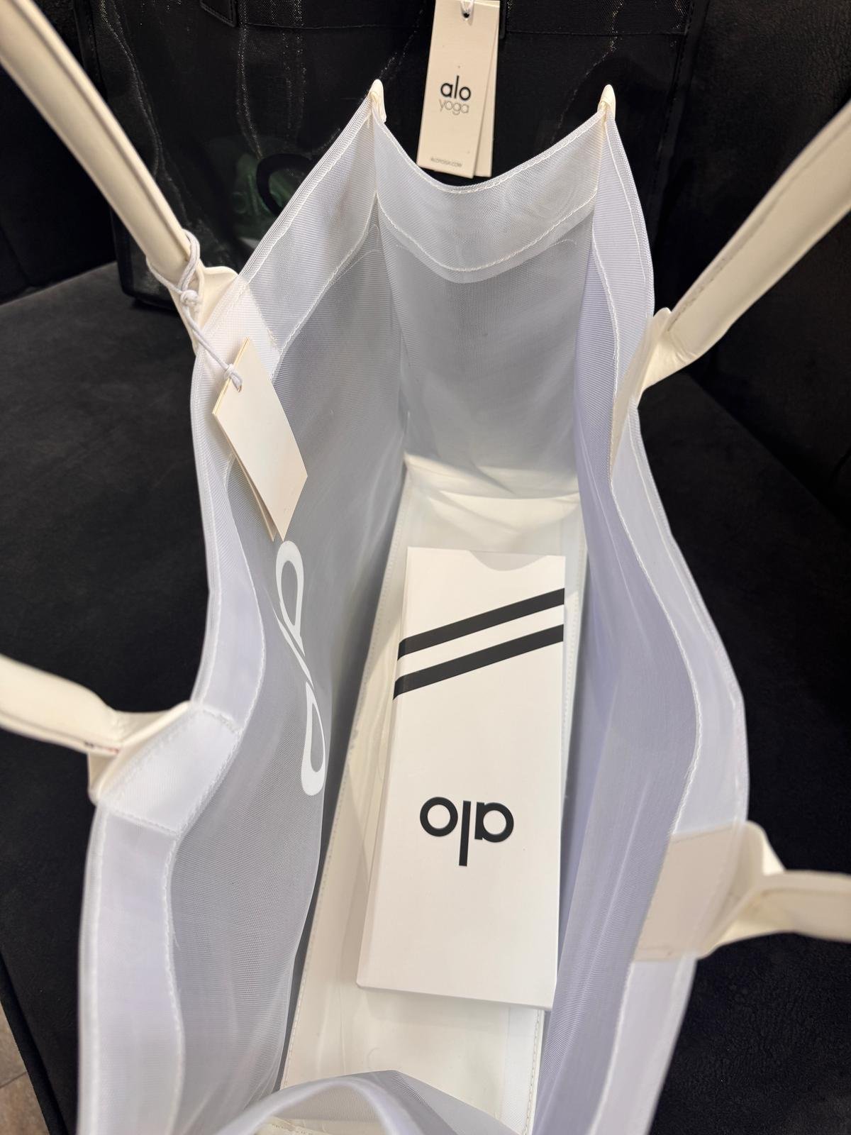 Şeffaf Fileli Tote Çanta Beyaz