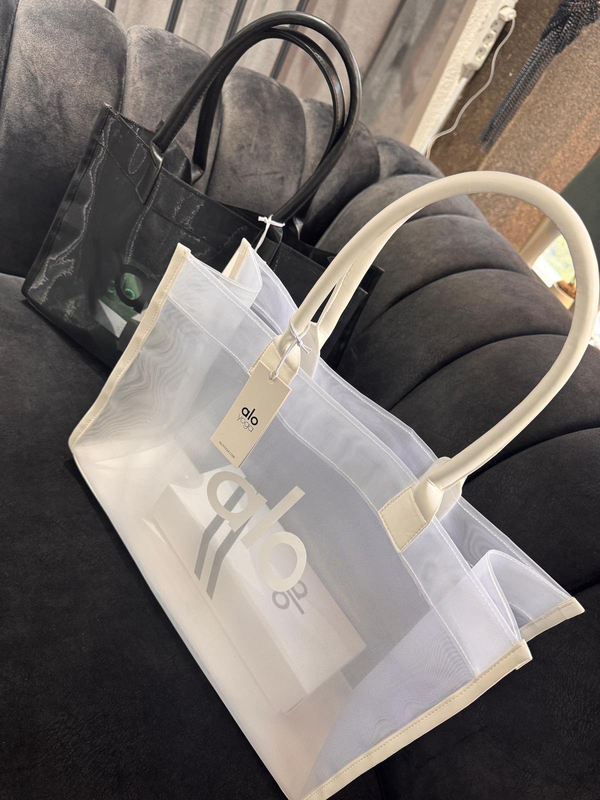 Şeffaf Fileli Tote Çanta Beyaz