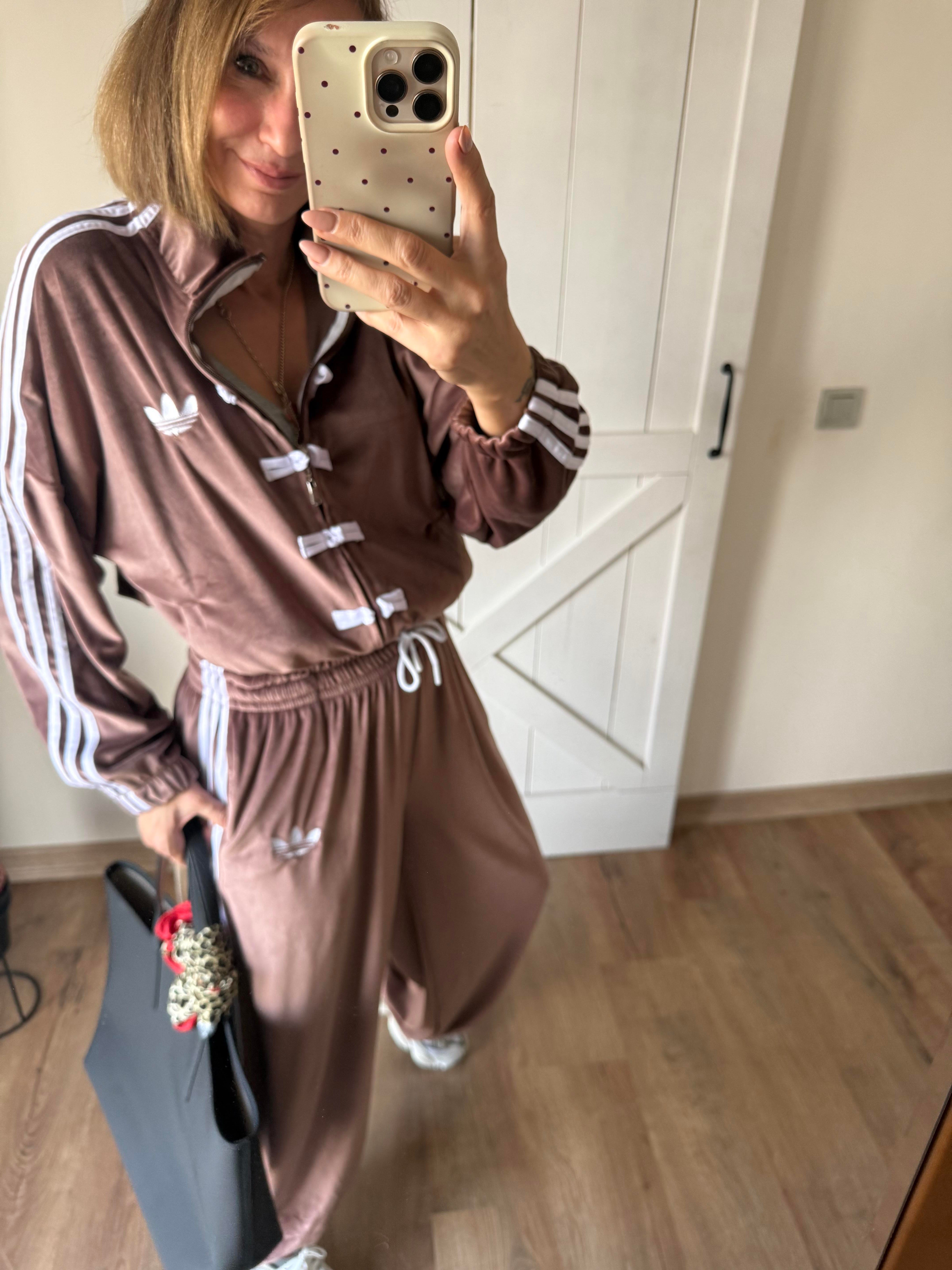 Şeritli Kahve Eşofman Takım