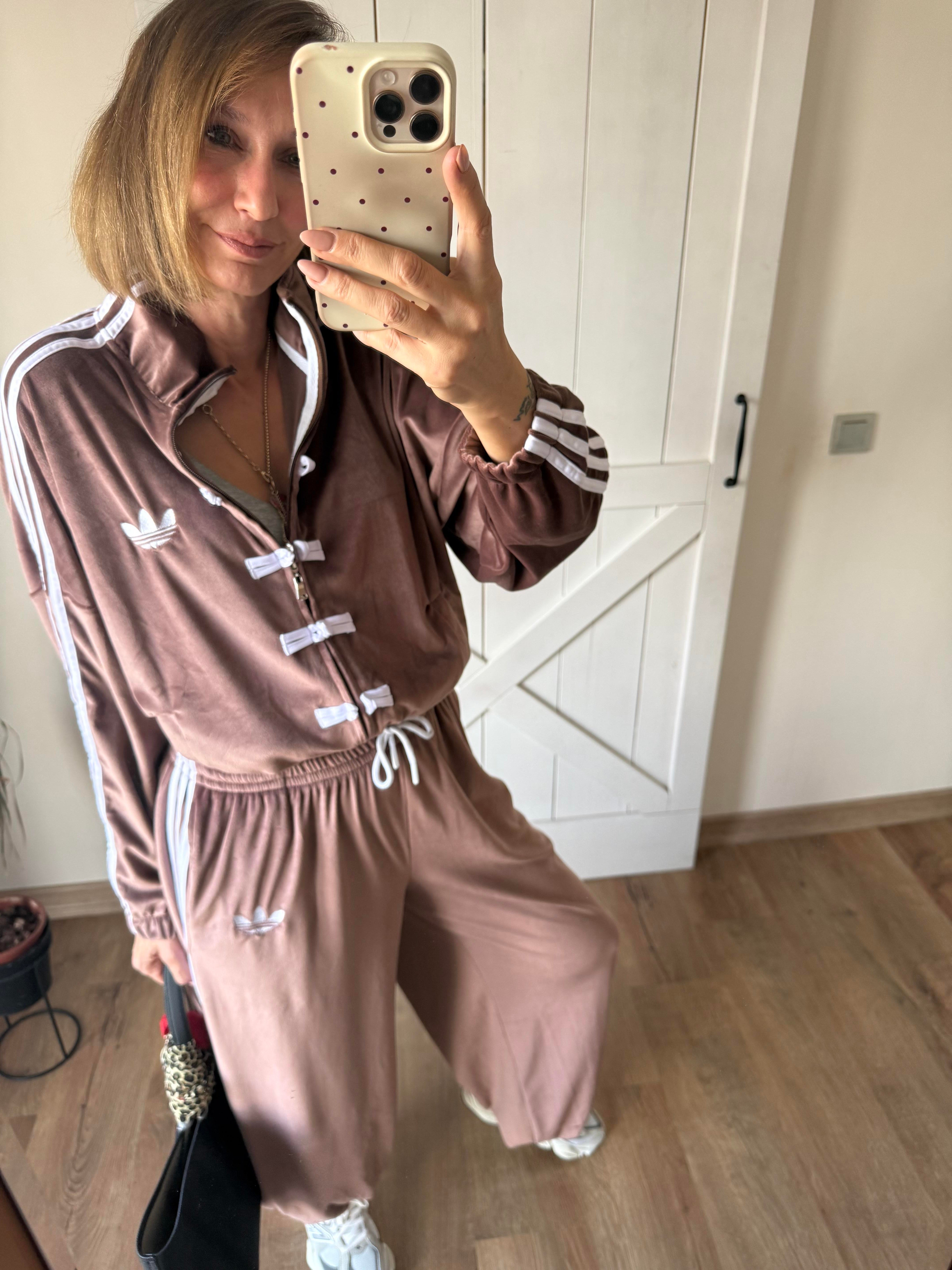 Şeritli Kahve Eşofman Takım