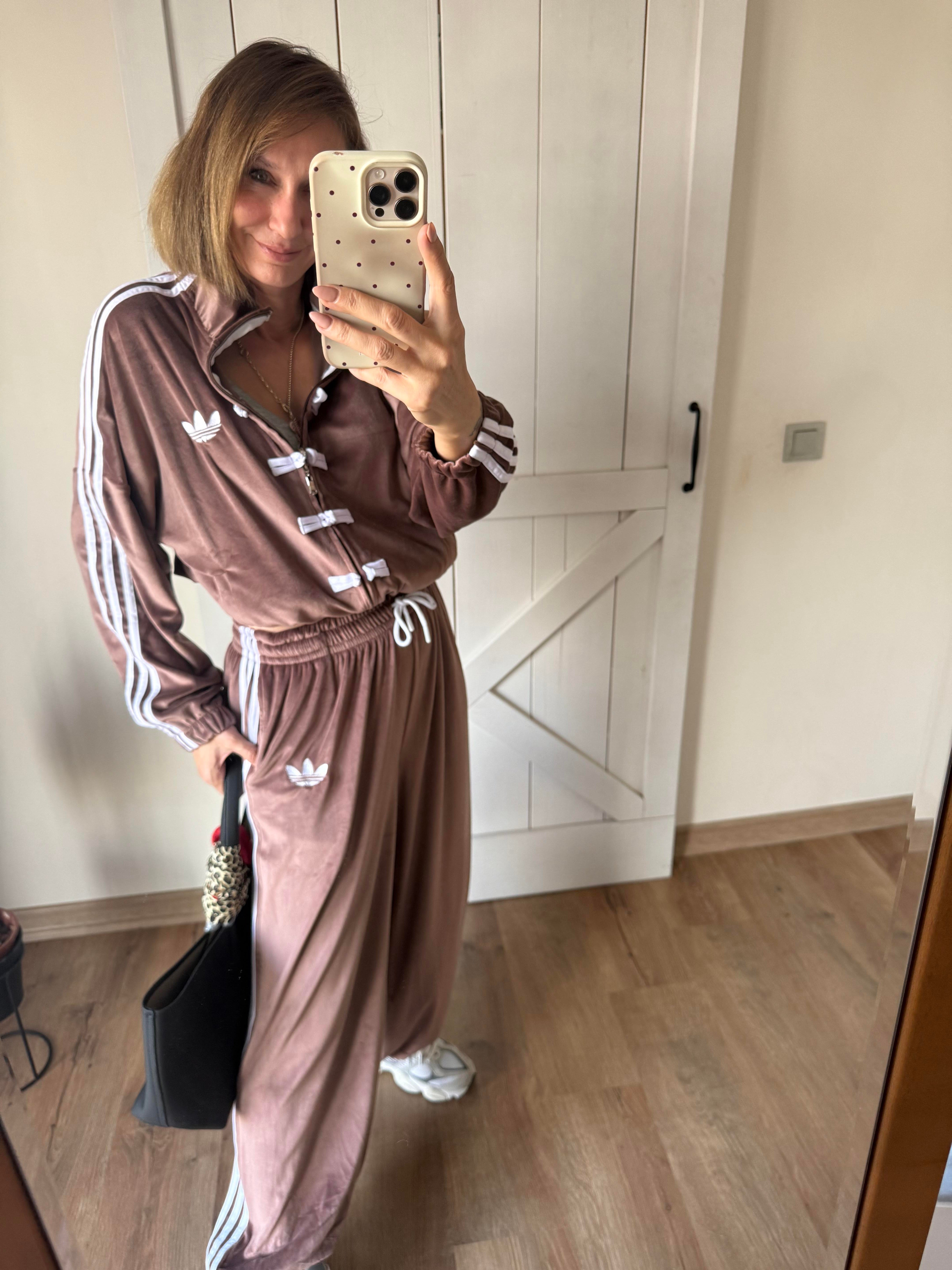 Şeritli Kahve Eşofman Takım